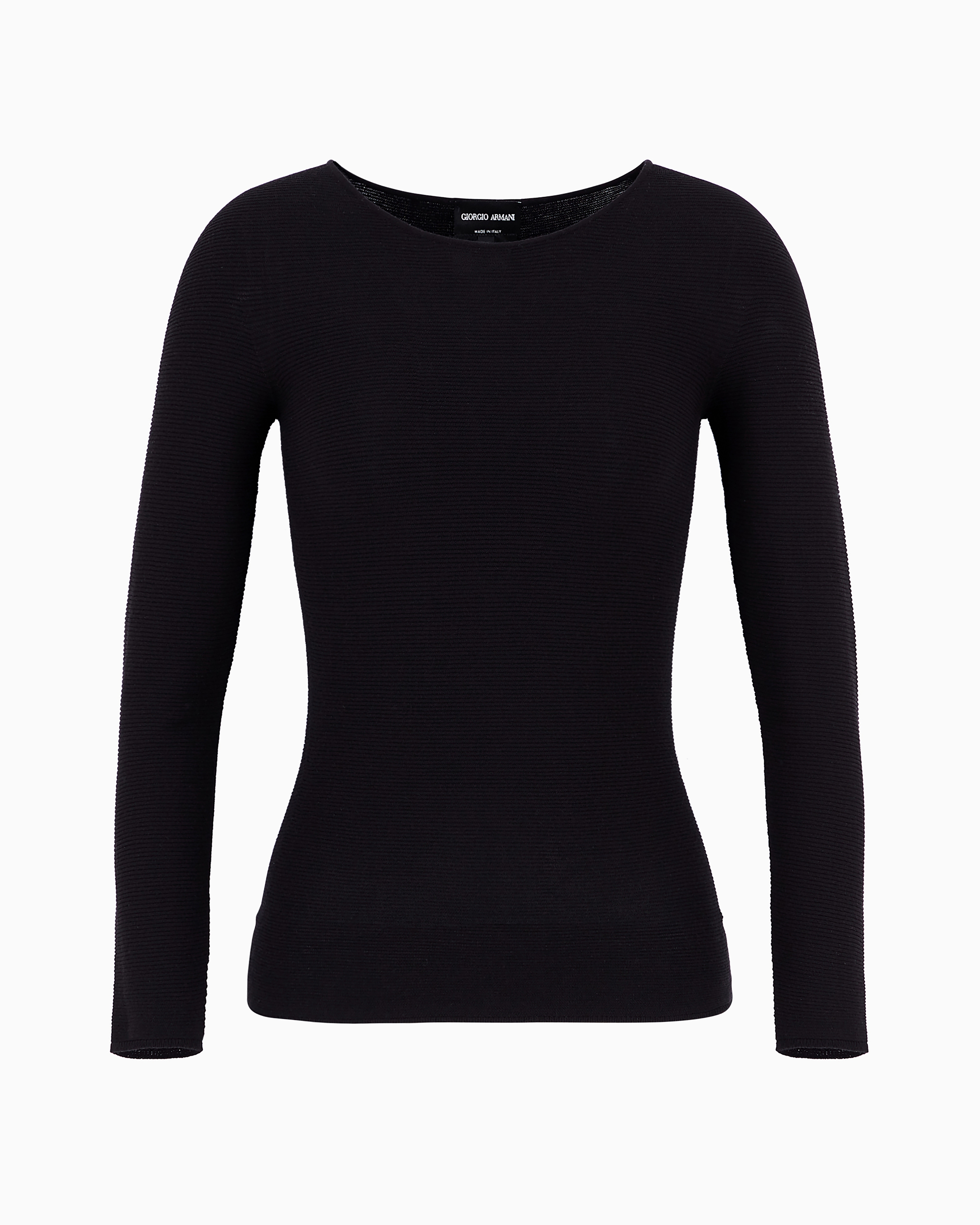 Giorgio Armani Links-stitch Viscose Long-sleeved Jumper In Black