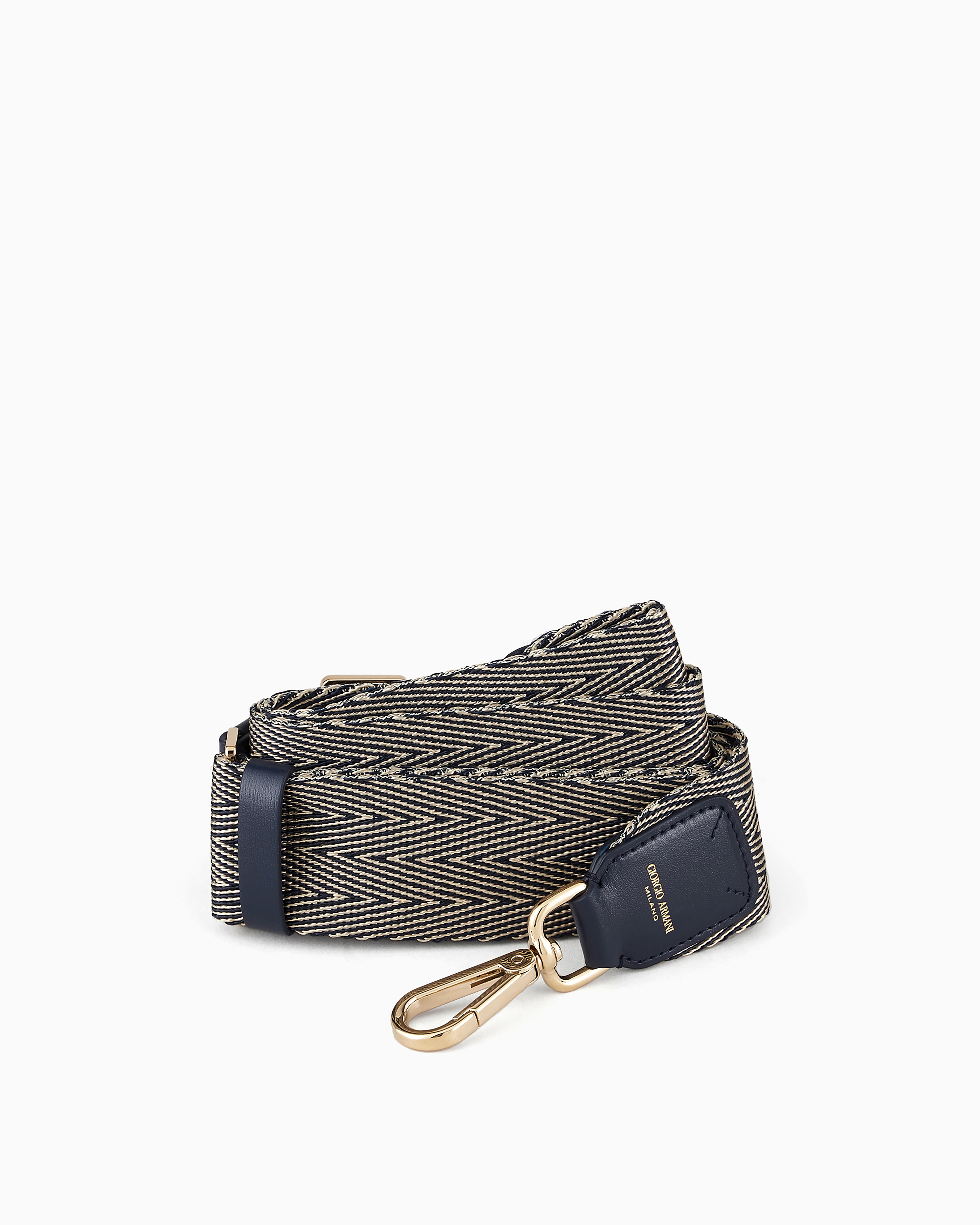 Giorgio Armani Official Store Webbing And Leather Shoulder Strap In Navy Blue