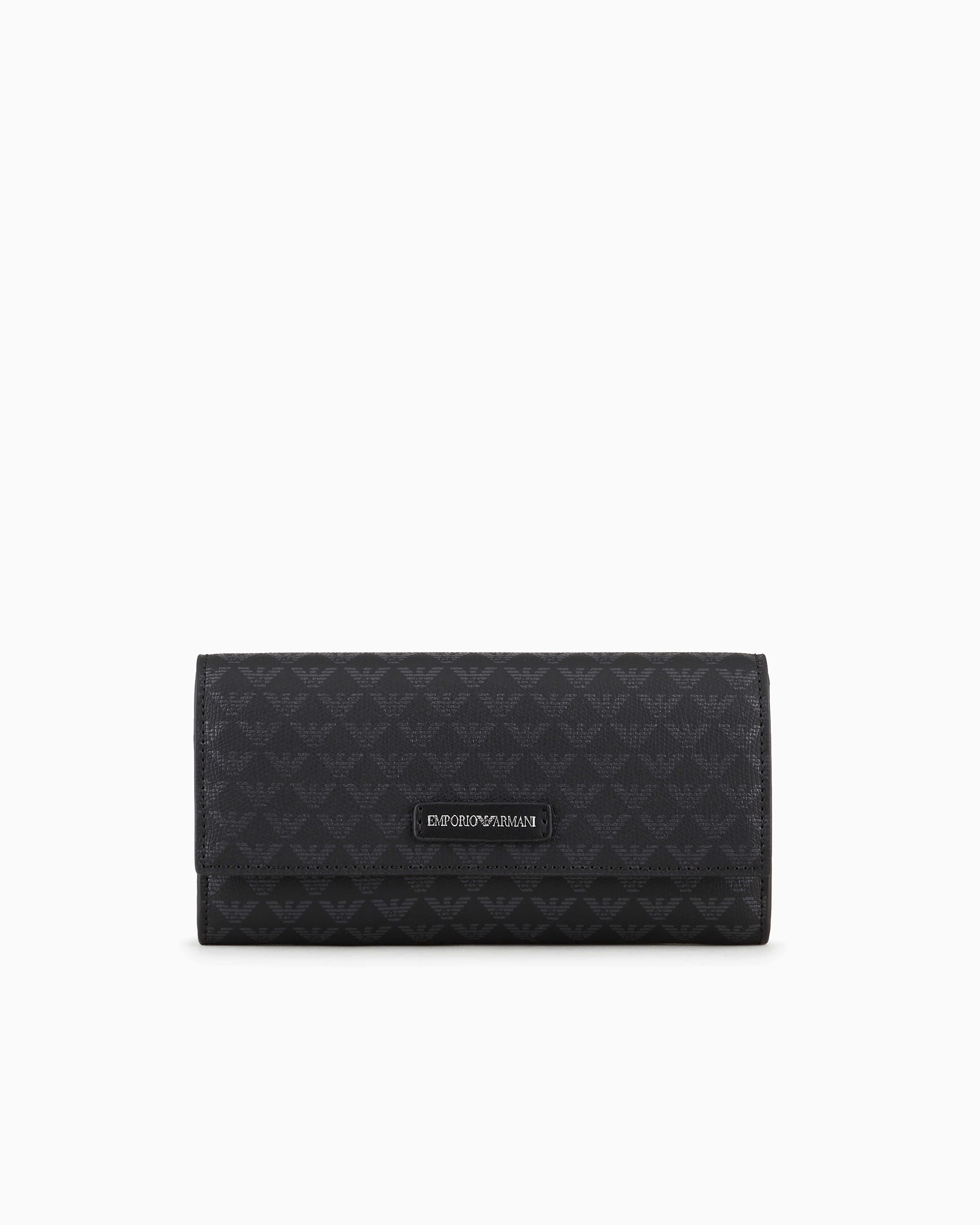 Emporio Armani All-over Eagle Wallet With Flap In Pattern