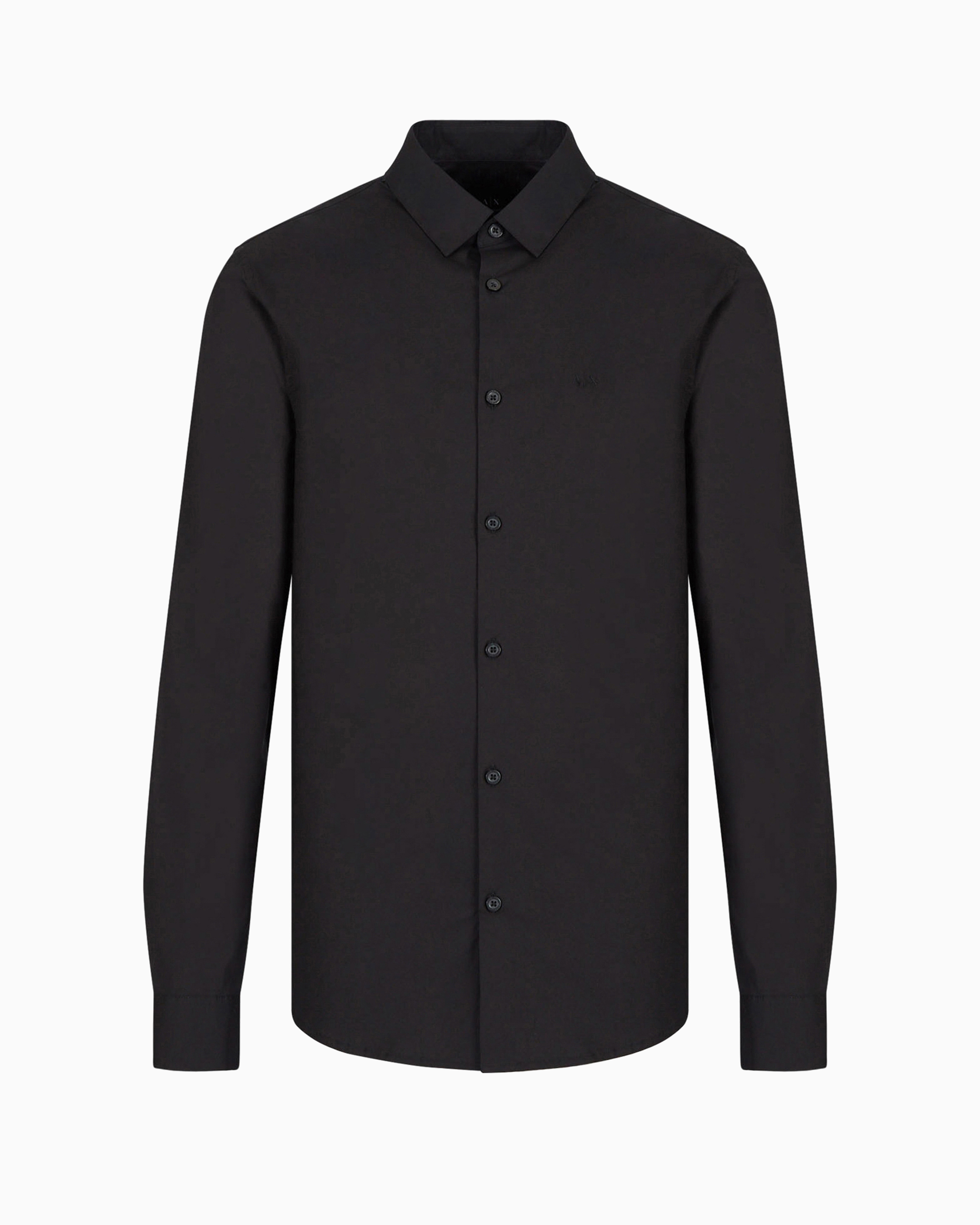 Armani Exchange Slim Fit Shirt In Stretch Cotton Poplin In Black
