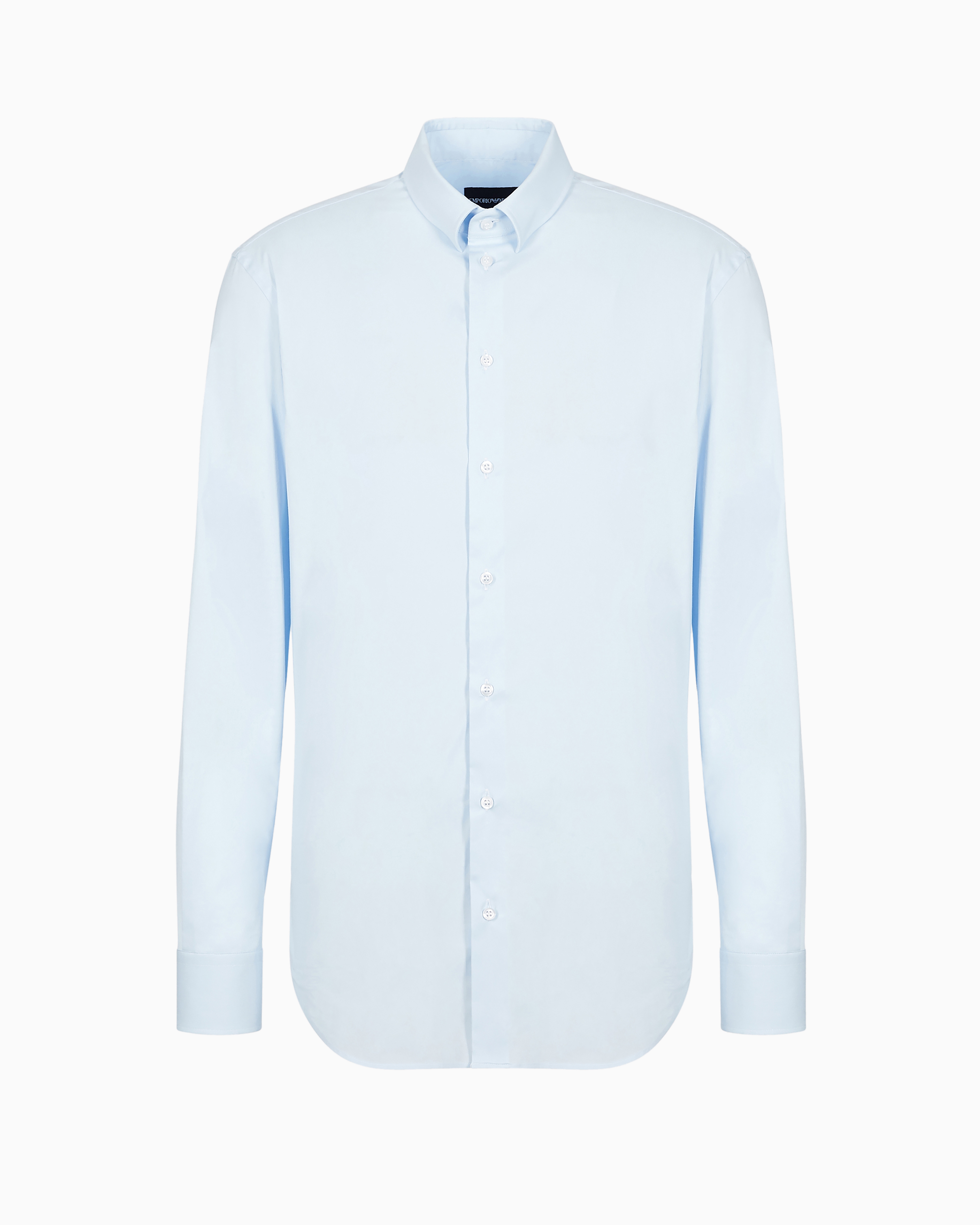 Emporio Armani Official Store Stretch Cotton Poplin Shirt In Azure