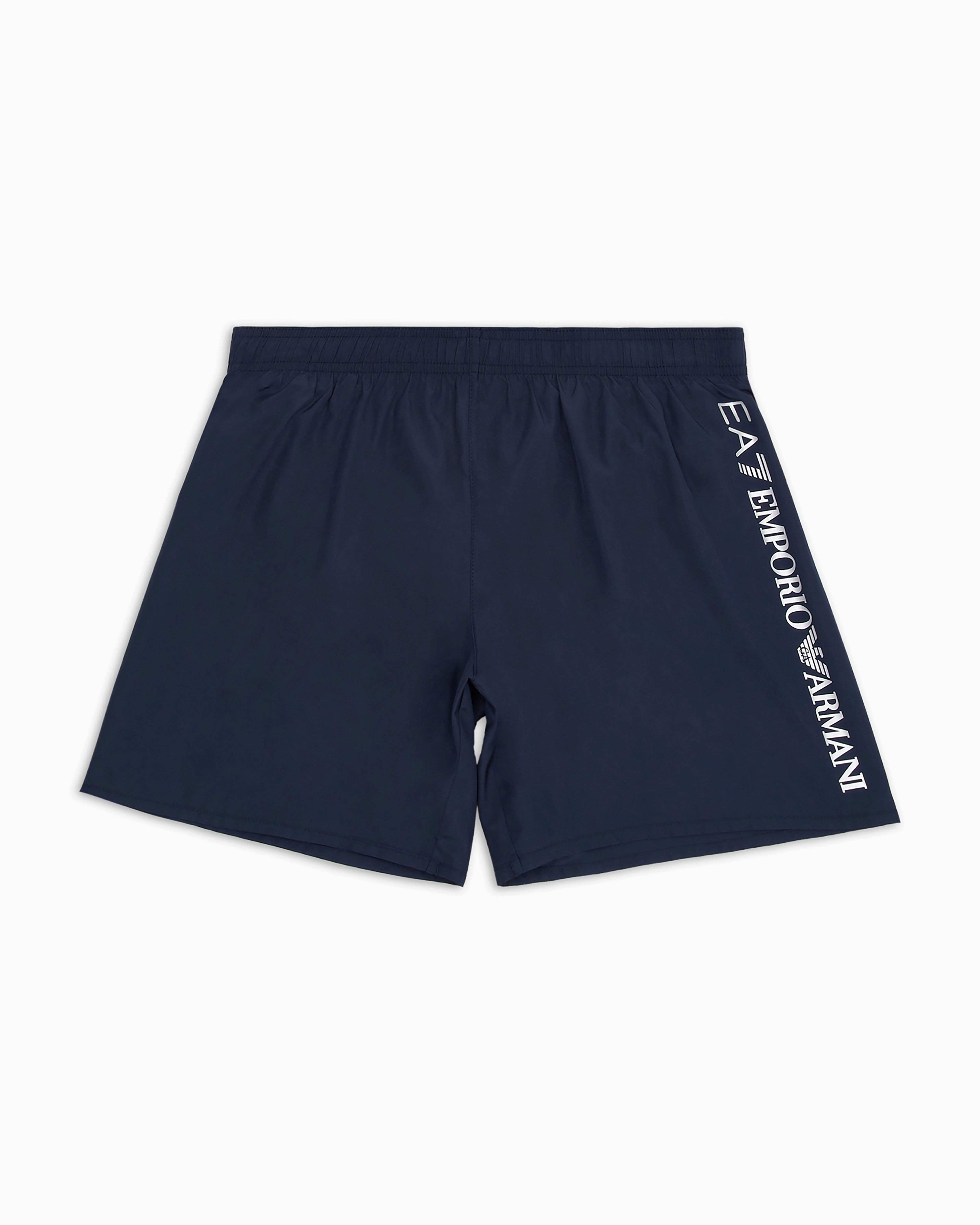 Emporio Armani Swim Trunks With Logo In Navy Blue