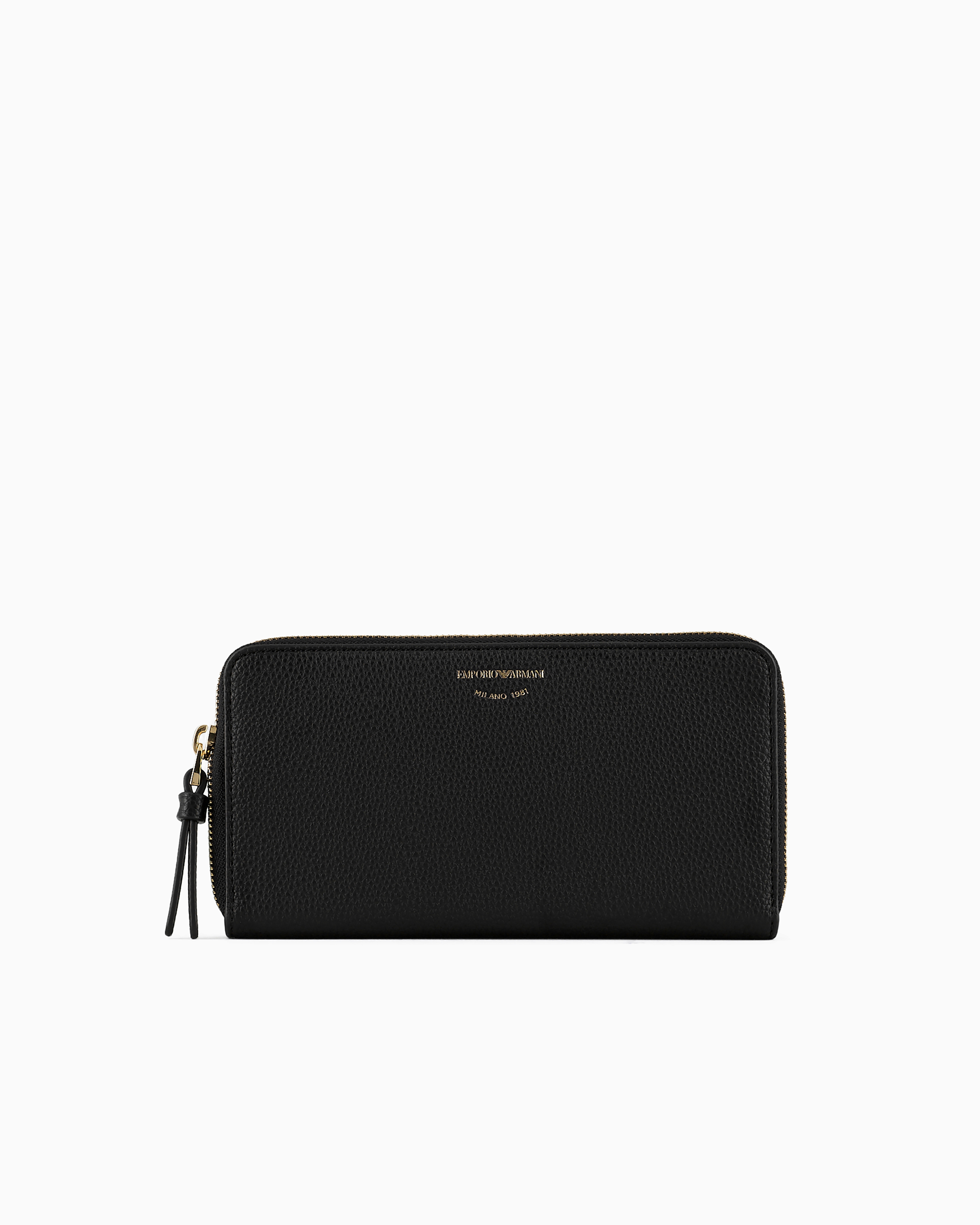 Emporio Armani Official Store Deer-print Myea Wallet With Wraparound Zip In Black