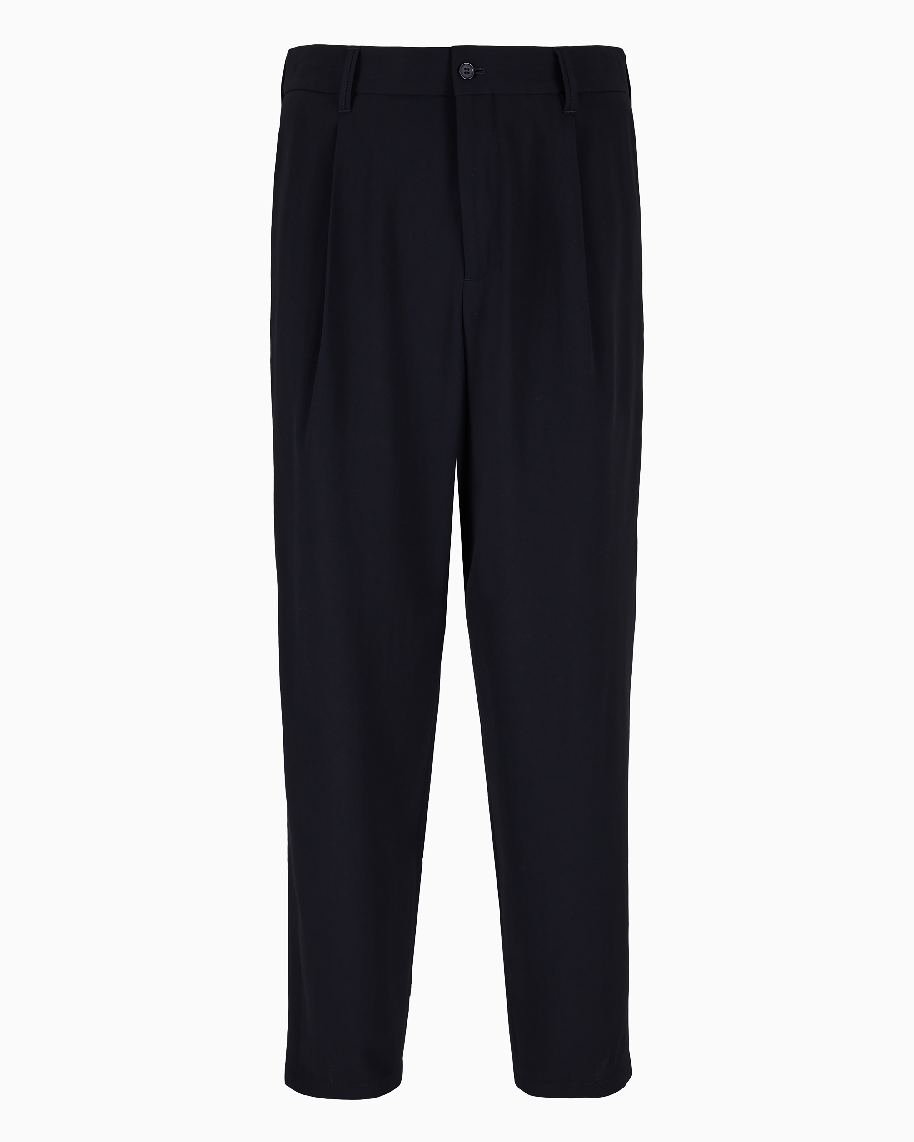 Giorgio Armani Official Store Single-pleat Virgin Wool Trousers In Blue