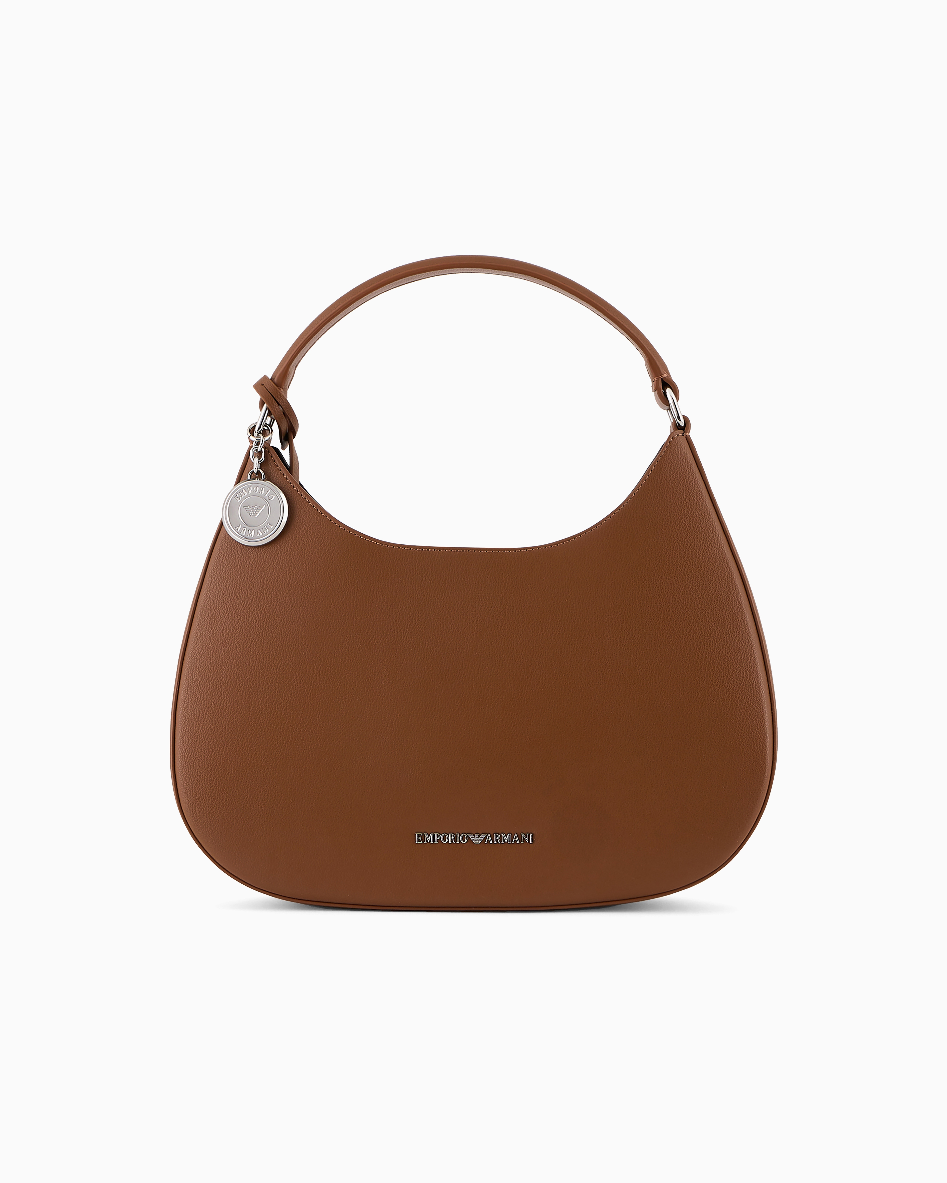 Emporio Armani Official Store Armani Sustainability Values Micro-grain Recycled Leather Hobo Bag In Buff