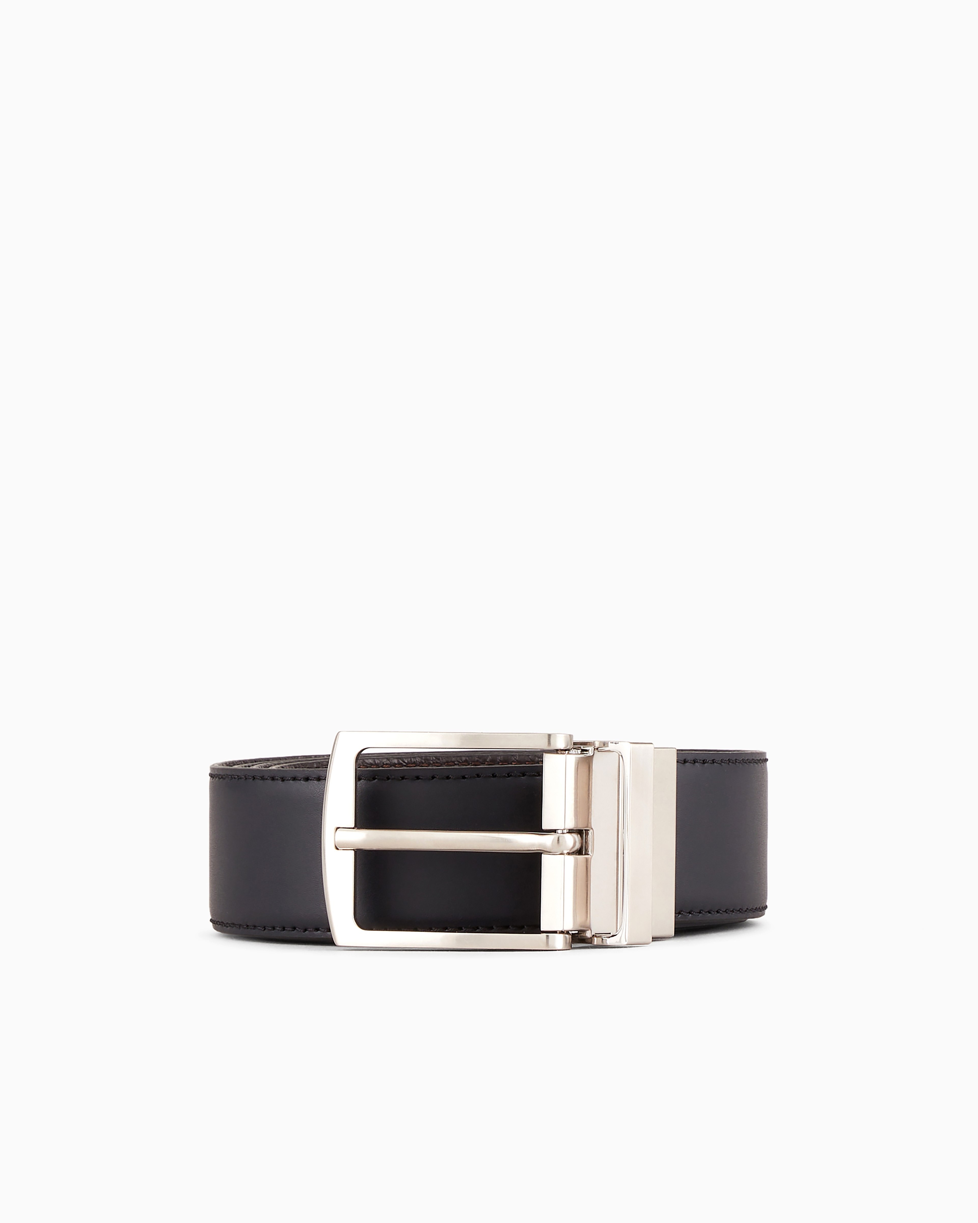 Giorgio Armani Reversible Leather Belt In Black