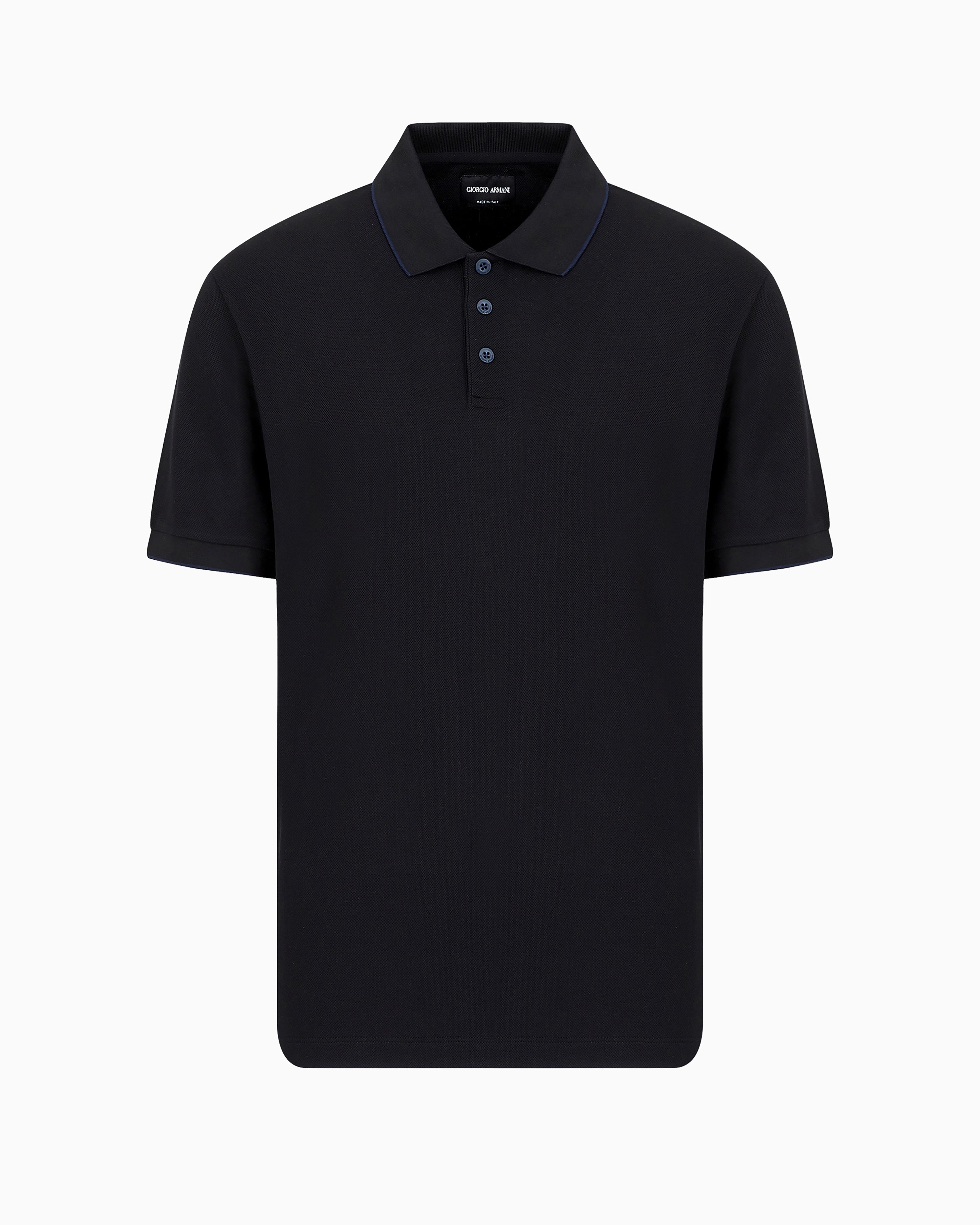 Giorgio Armani Piqué Polo Shirt In Lisle Cotton Yarn In Black