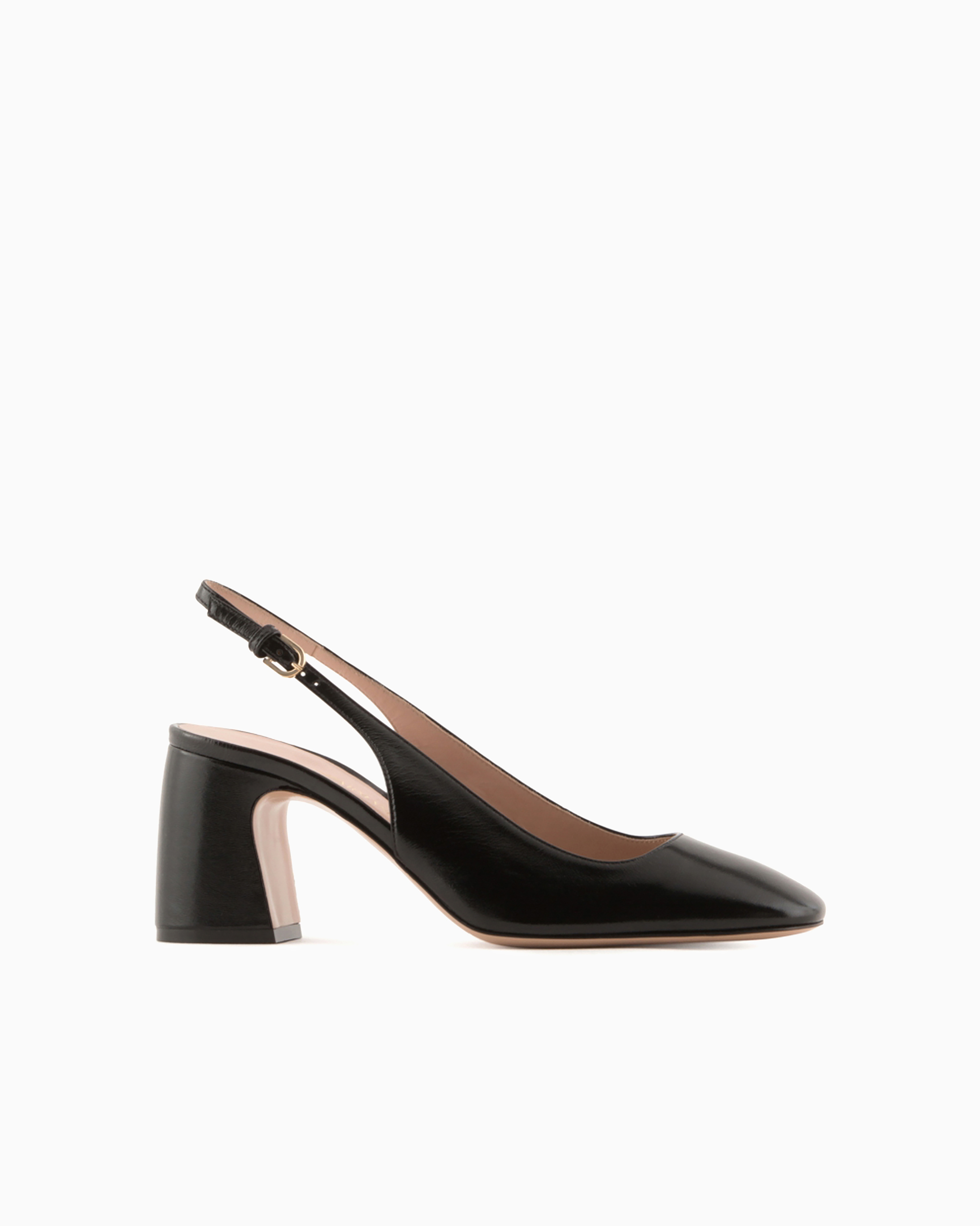 Emporio Armani Patent Leather Slingback Court Shoes In Black