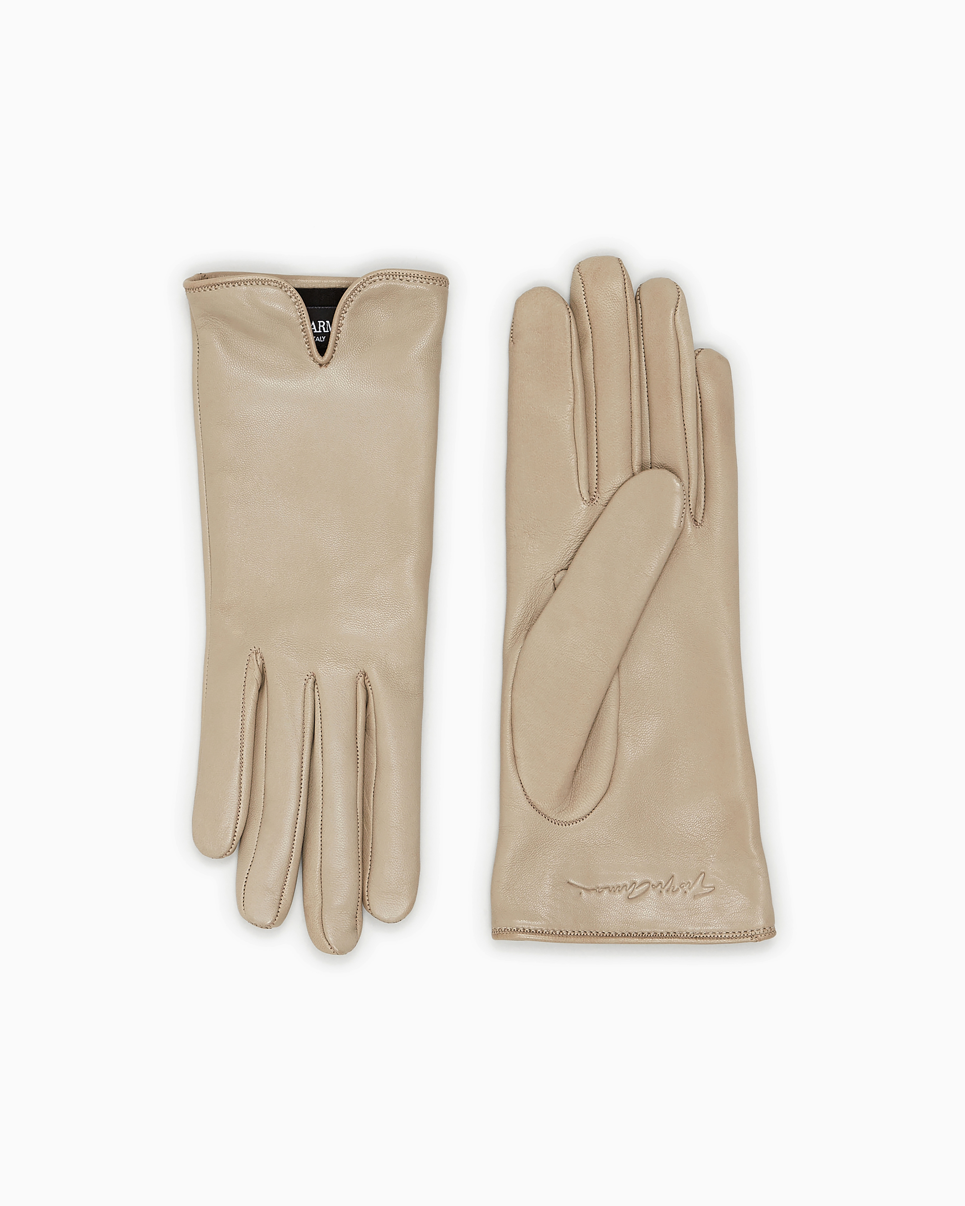 Giorgio Armani Official Store Nappa Leather Gloves In Light Gray