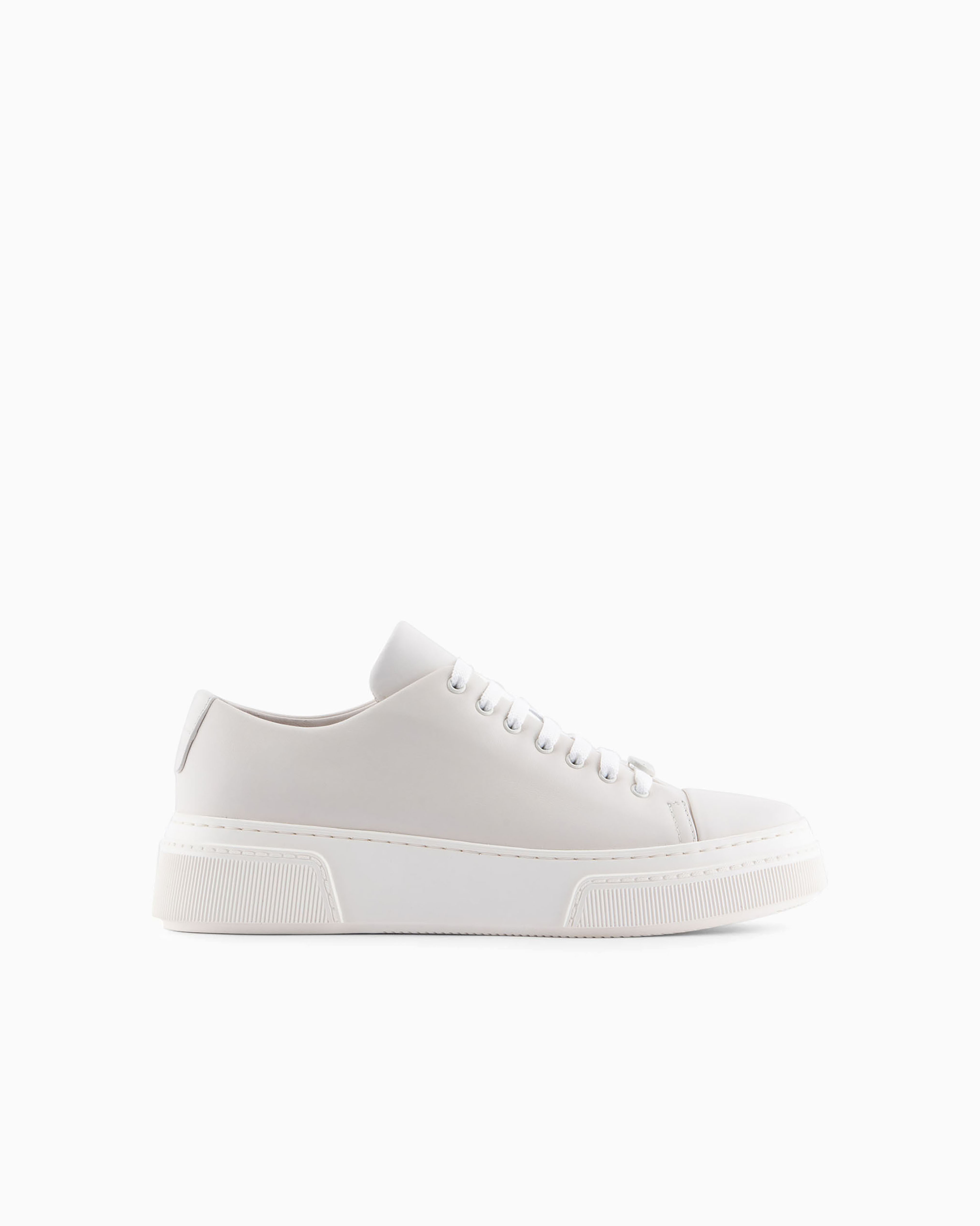 Giorgio Armani Official Store Soft Calfskin Sneakers In White