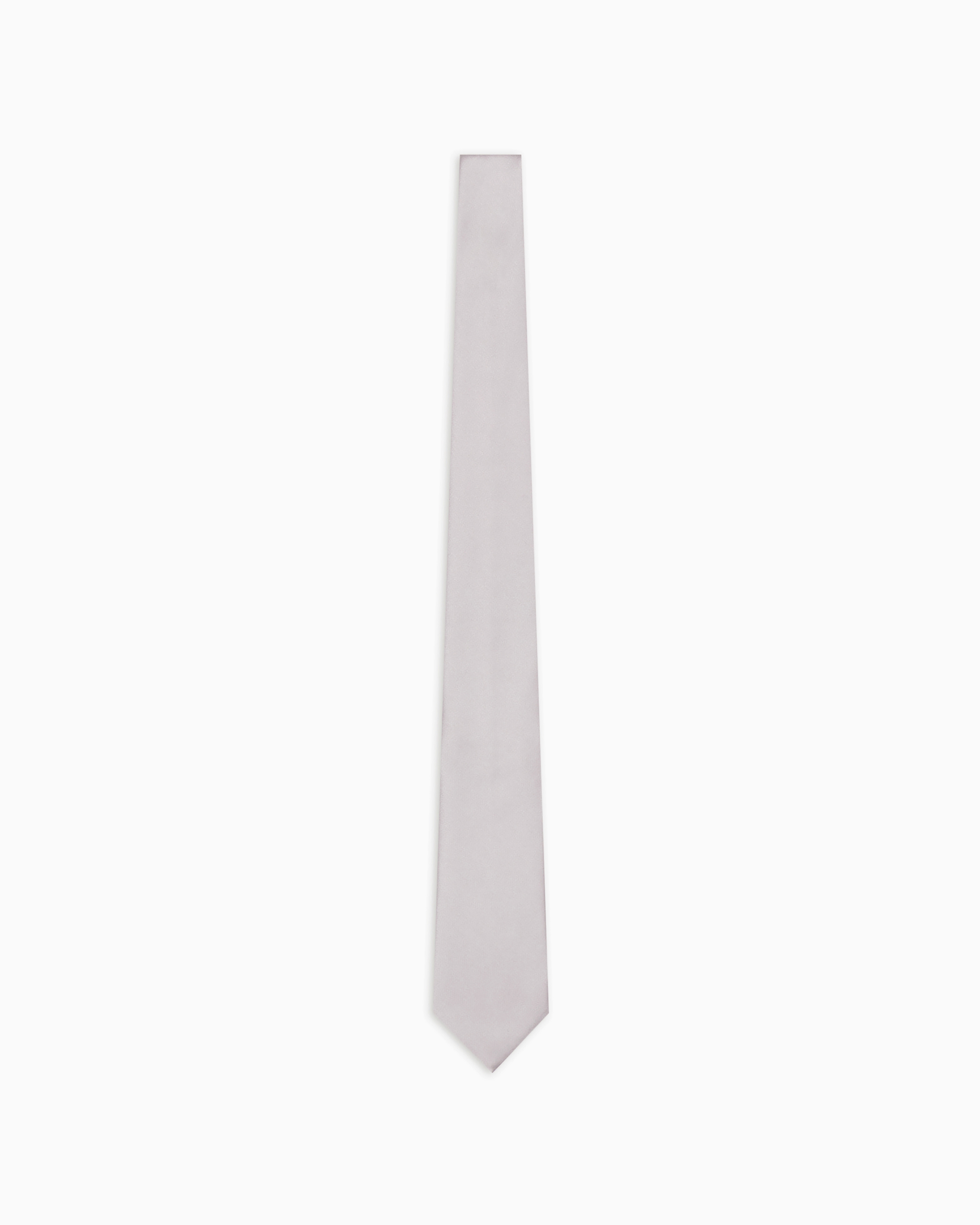 Emporio Armani Pure Silk Tie In Silver