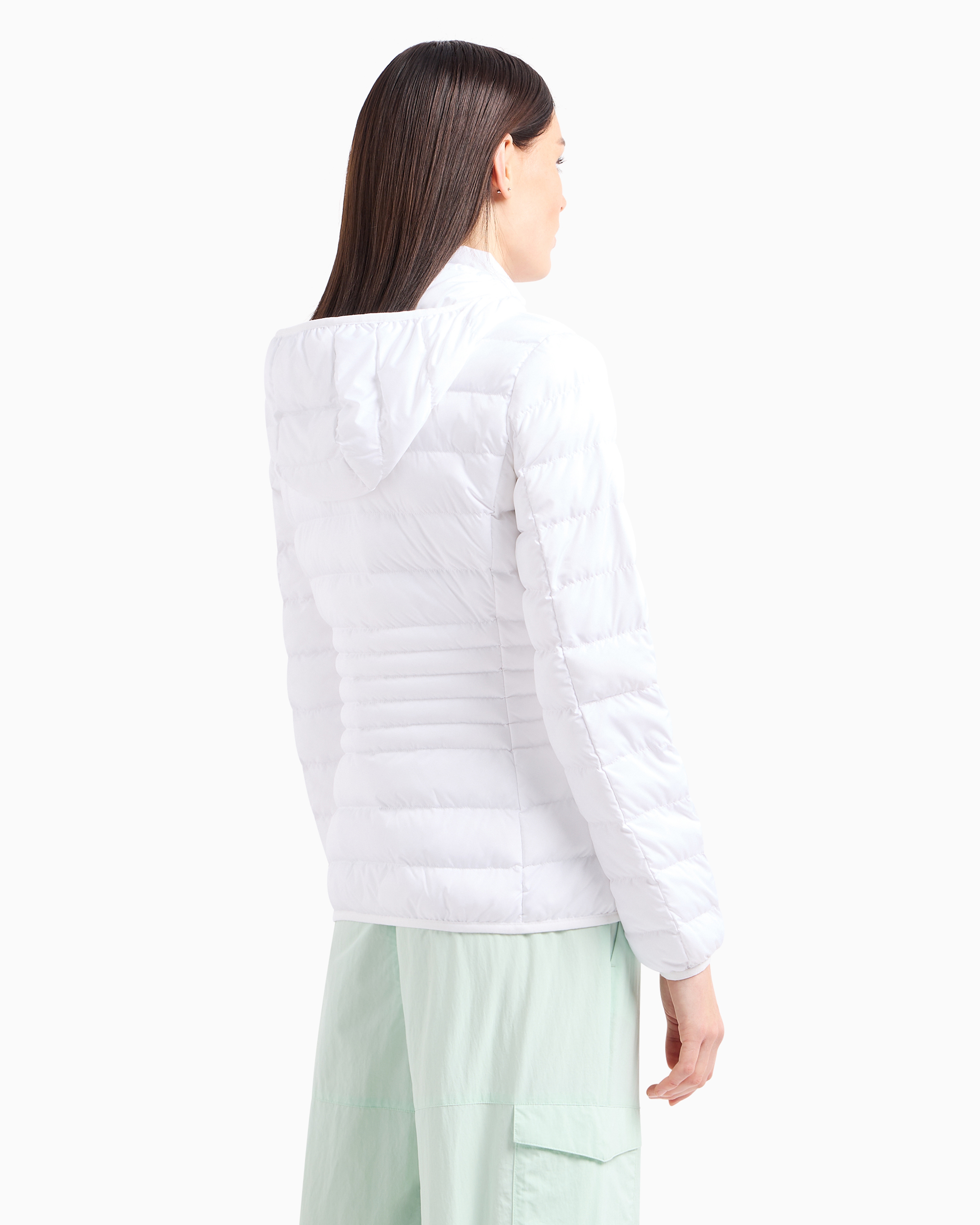 Emporio Armani Core Lady Packable Hooded Puffer Jacket In White