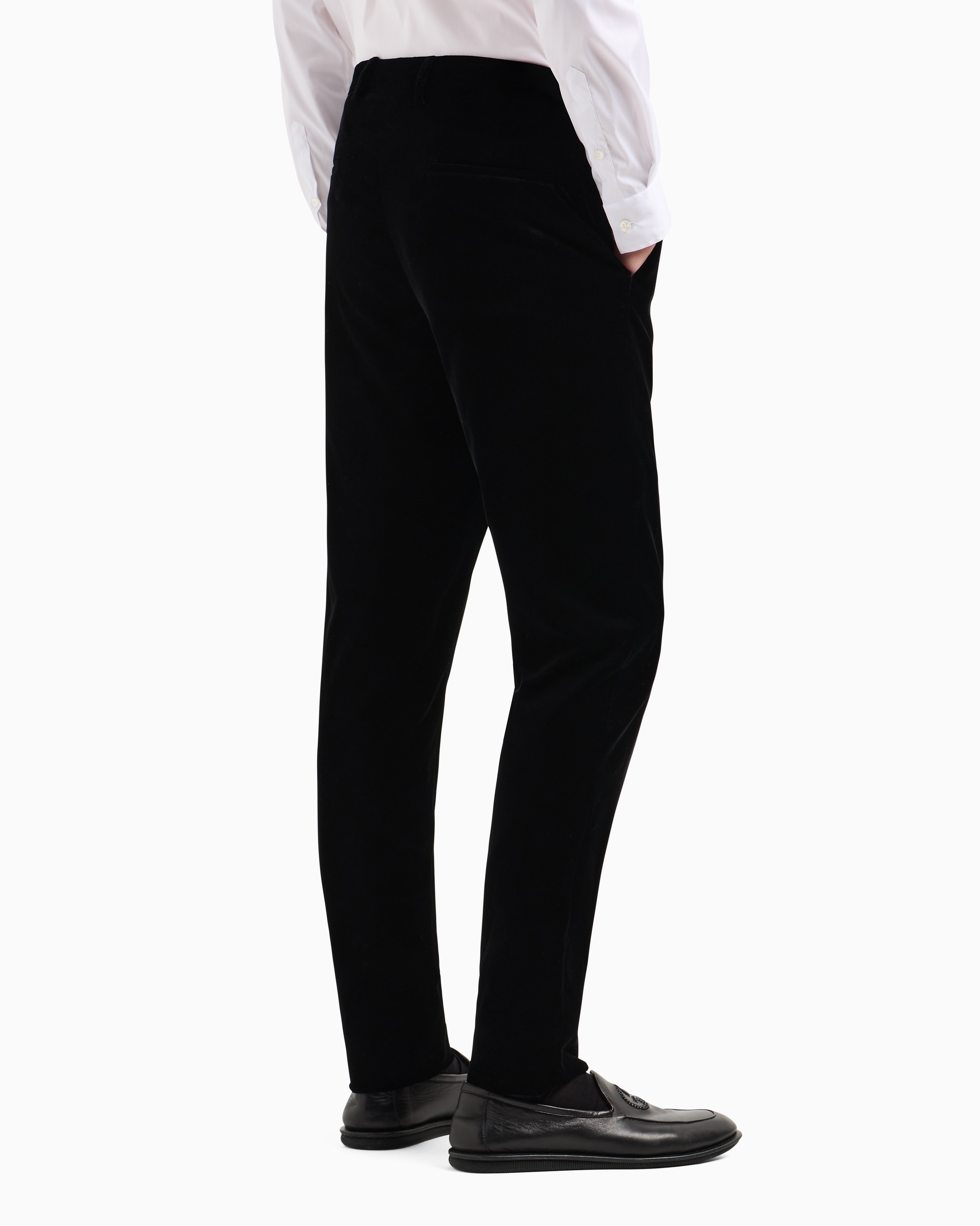 Giorgio Armani Official Store Velvet Trousers In Black