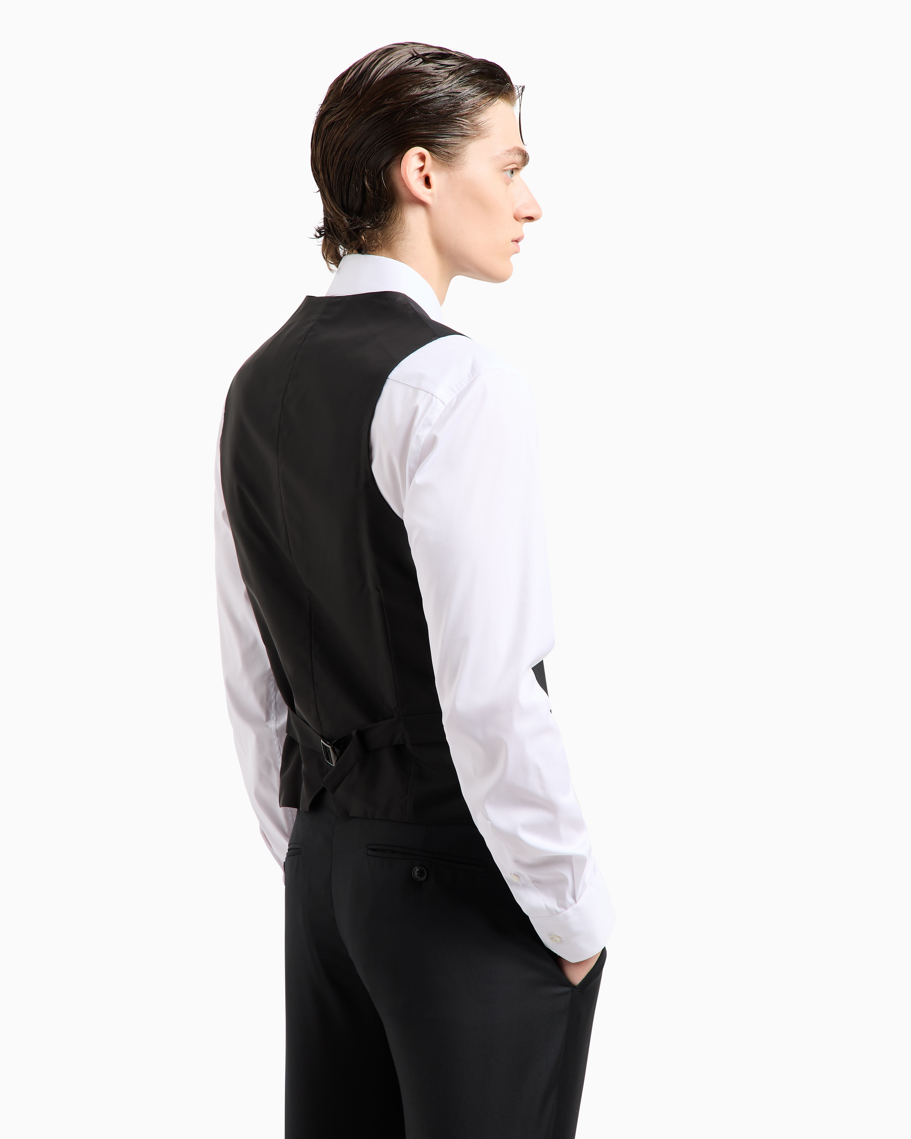 GIORGIO ARMANI SINGLE-BREASTED WAISTCOAT IN VIRGIN WOOL