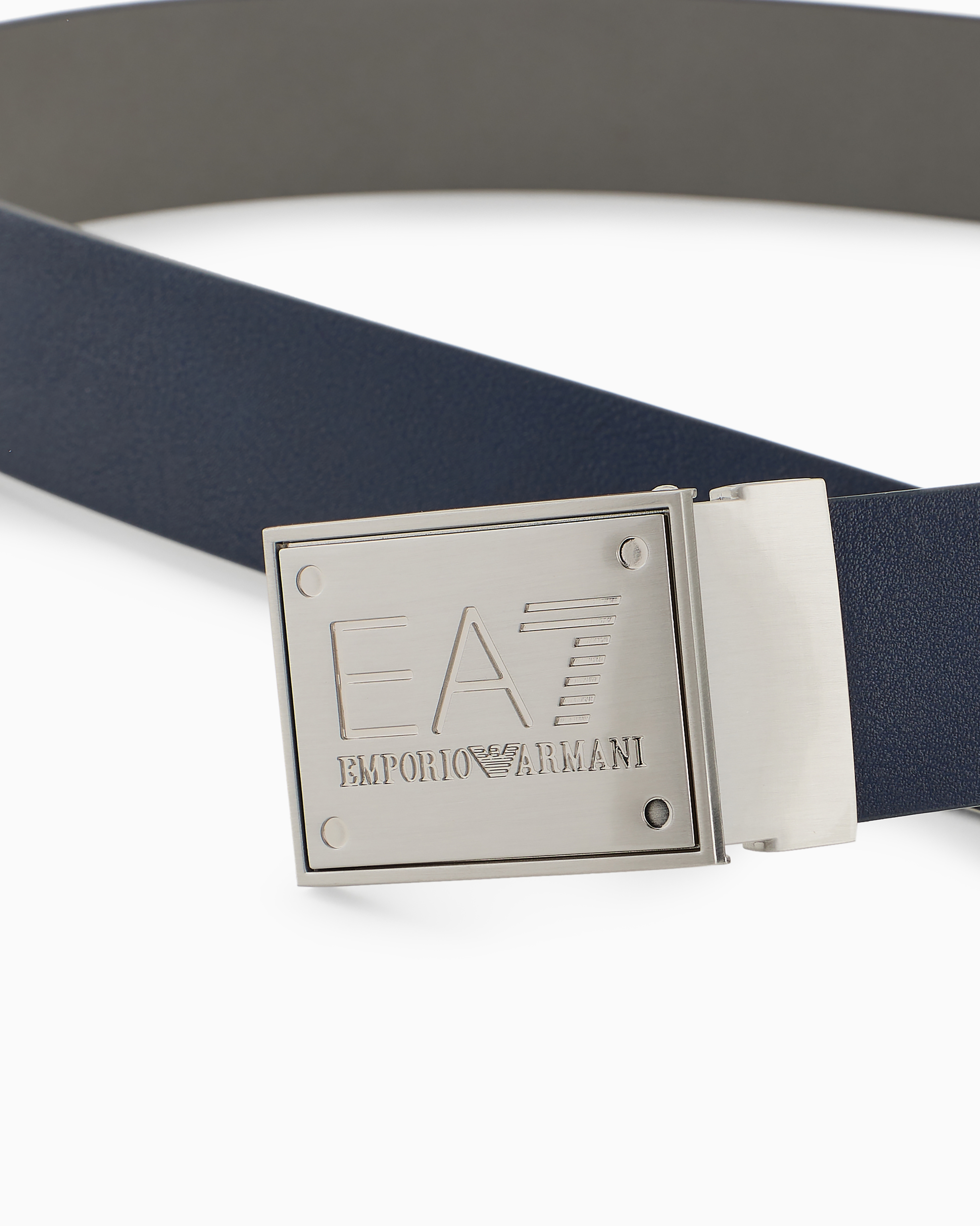 Shop Ea7 Reversible Belt In Navy Blue