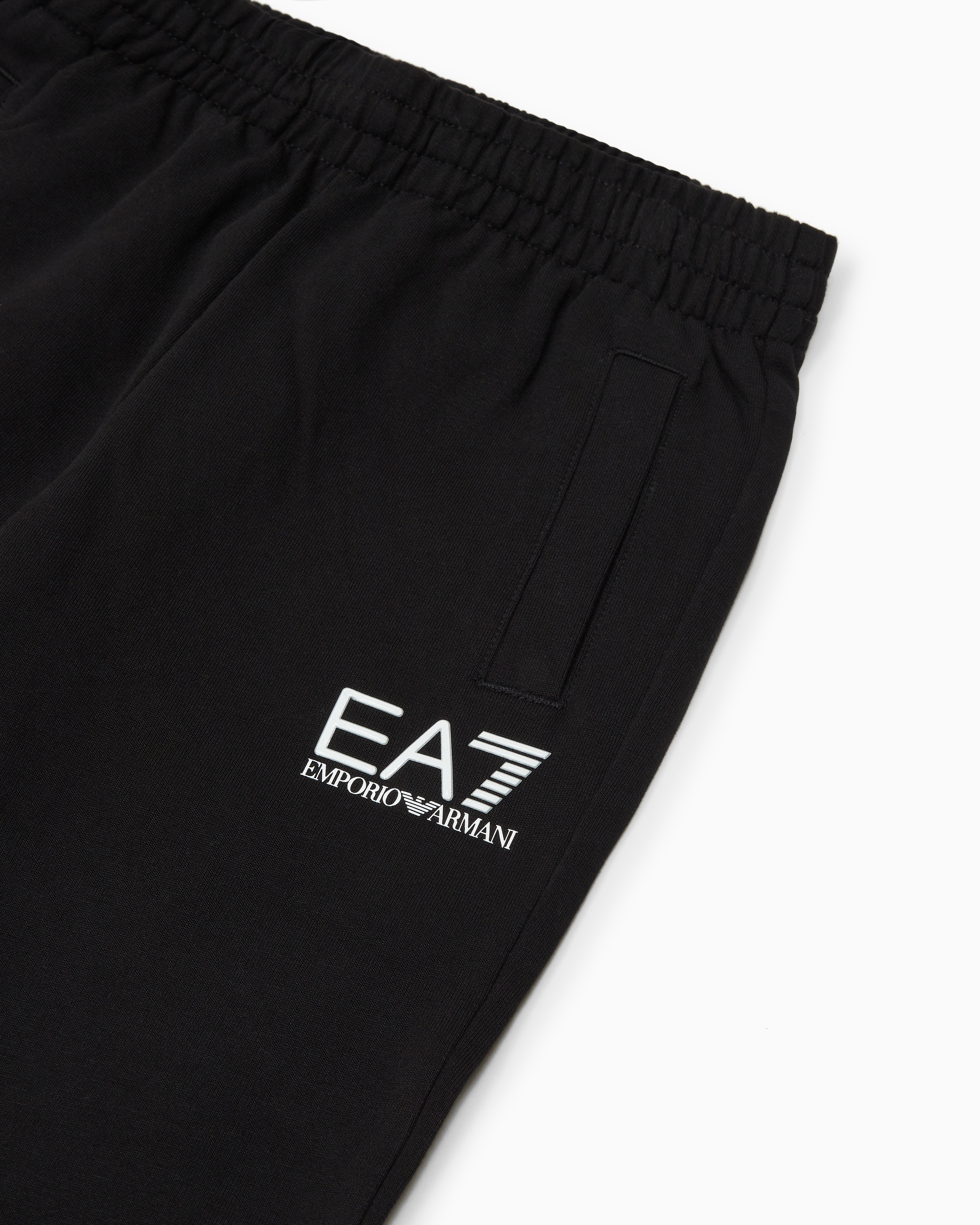 Ea7 Emporio Armani Boys Black Cotton Monogram Joggers In Black
