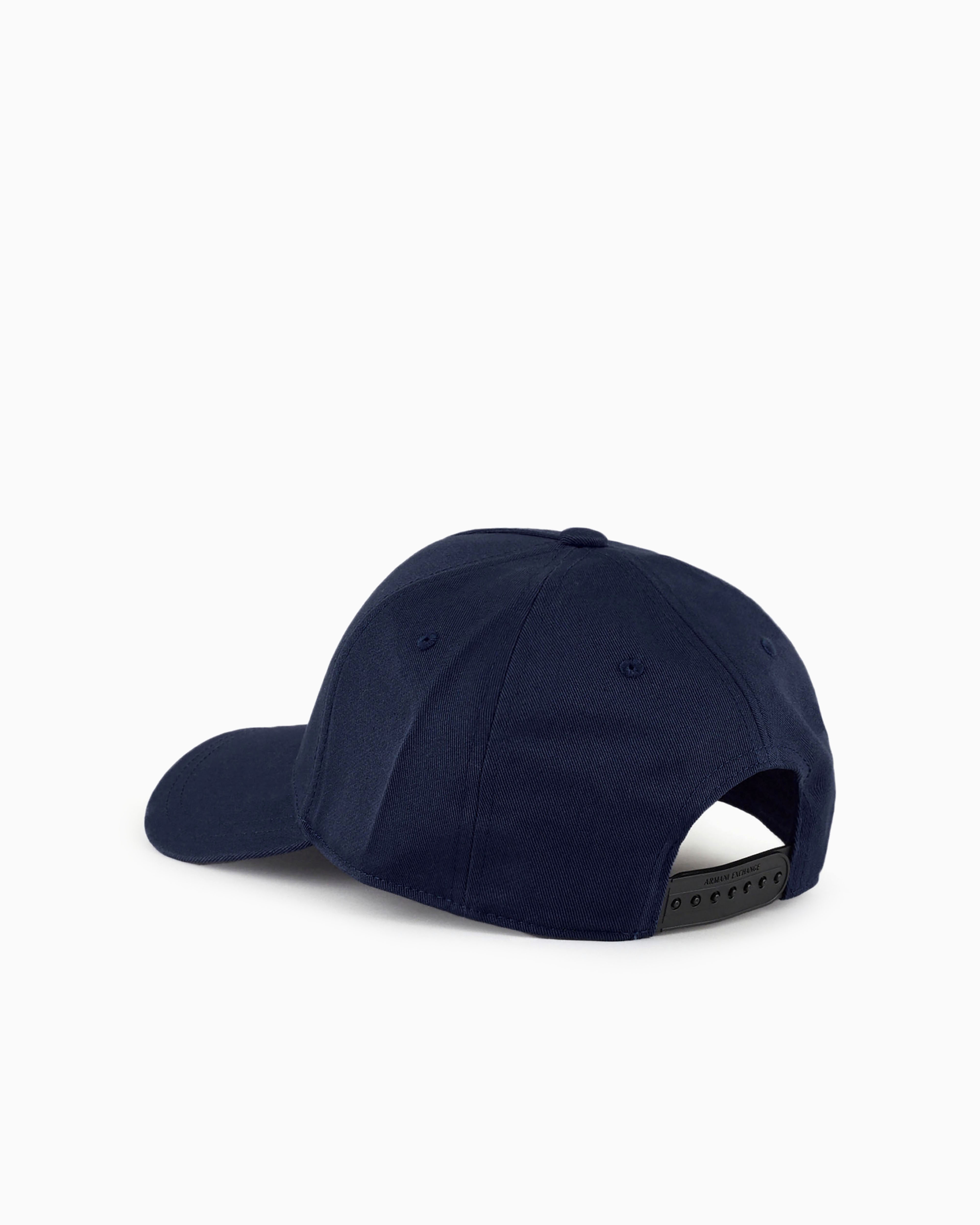 Shop Armani Exchange Visor Cap With Logo In Navy Blue