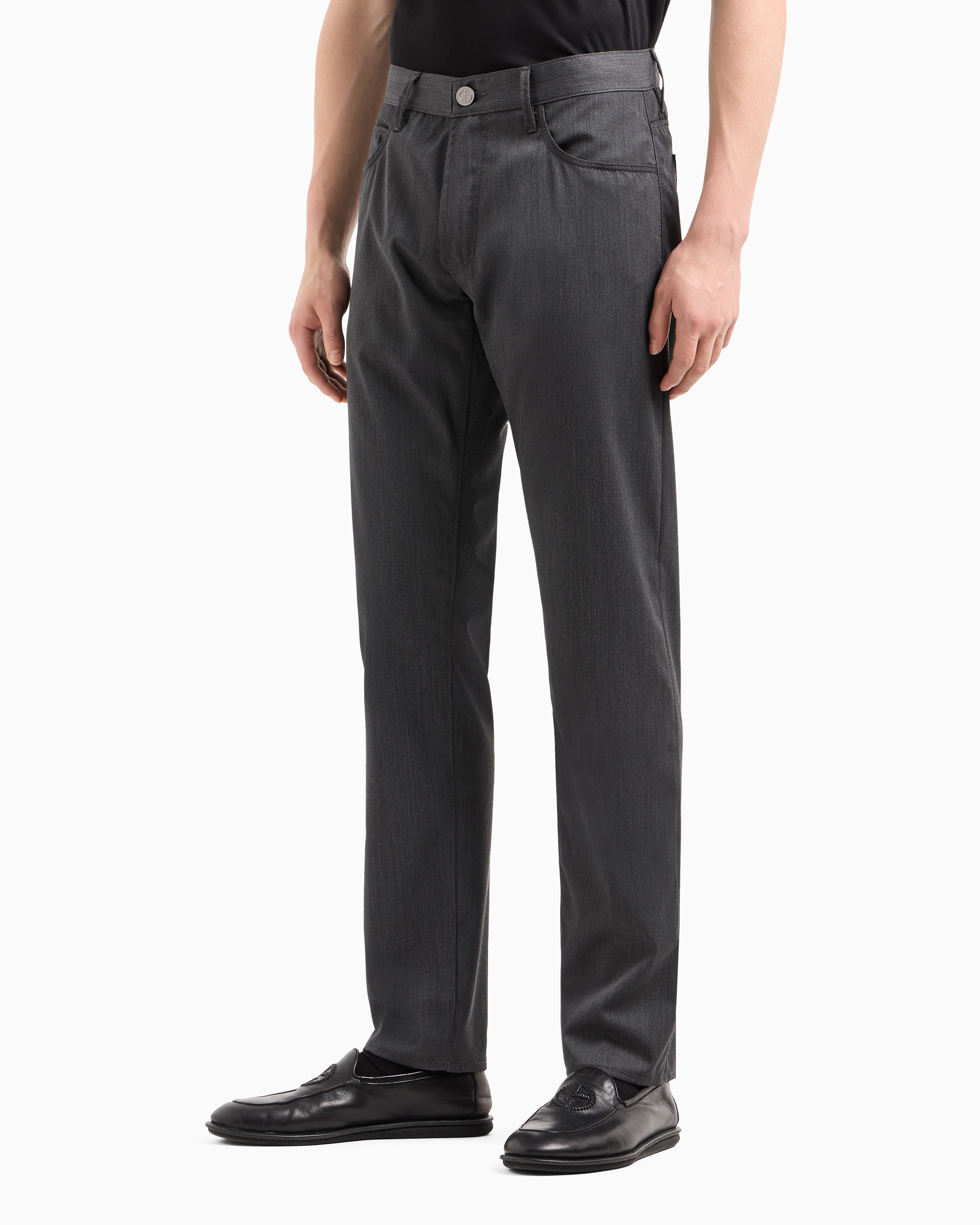 Giorgio Armani Five-pocket, Regular-fit, Virgin-wool Trousers In Grey