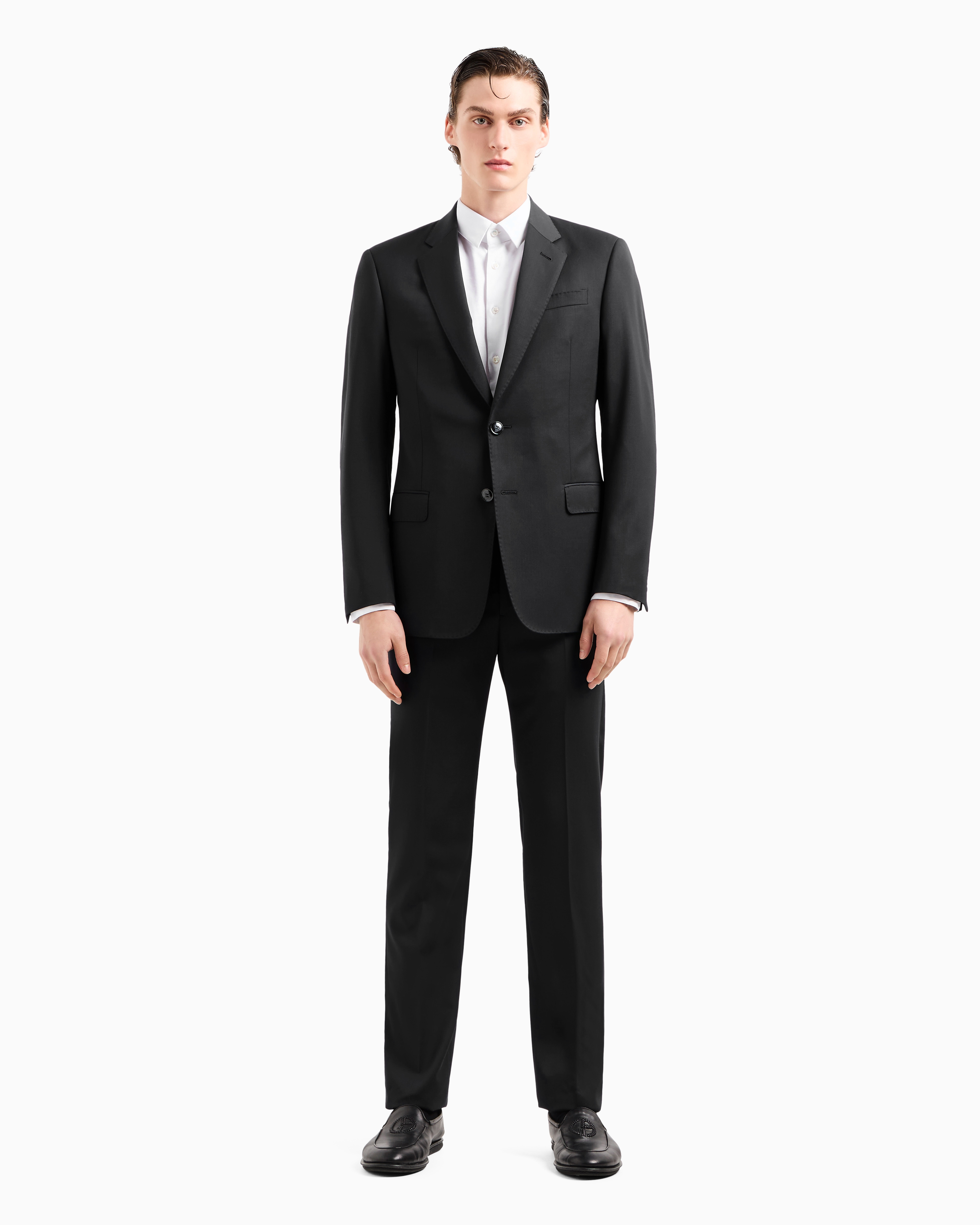 GIORGIO ARMANI SINGLE-BREASTED, WATER-REPELLENT WOOL SUIT FROM THE SOFT LINE
