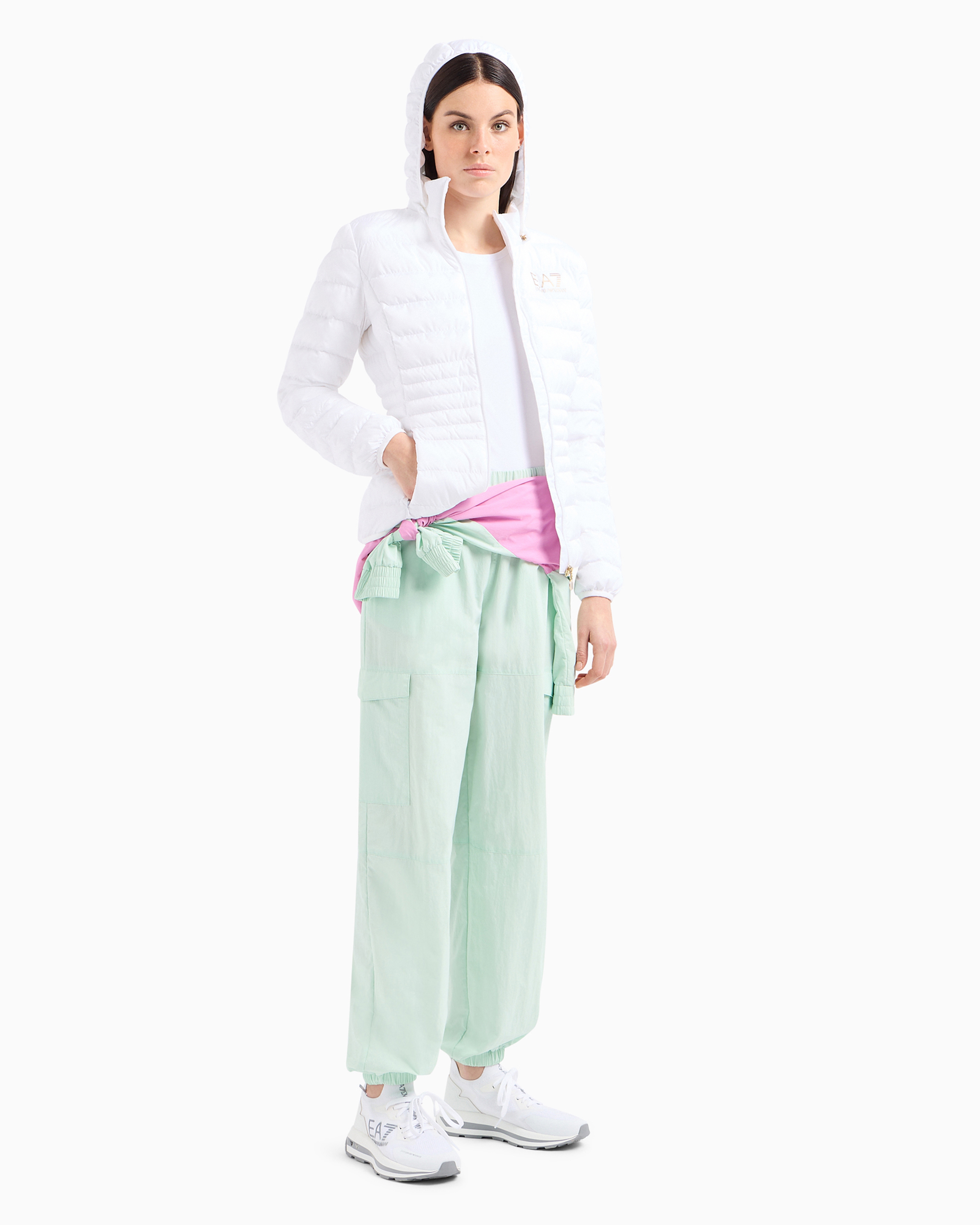 Emporio Armani Core Lady Packable Hooded Puffer Jacket In White