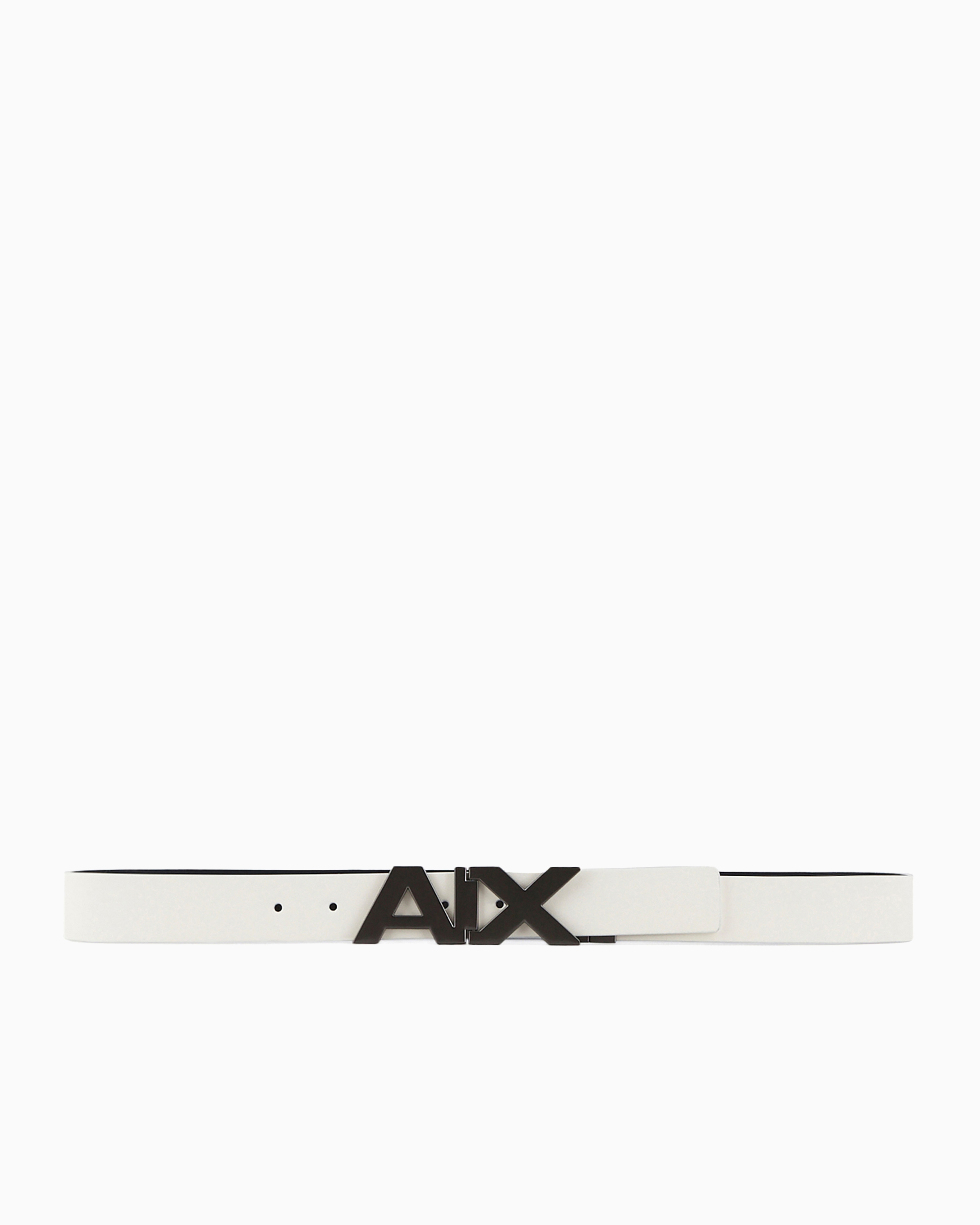 Shop Armani Exchange Reversible Leather Belt With Satin Metal Logo Buckle In White