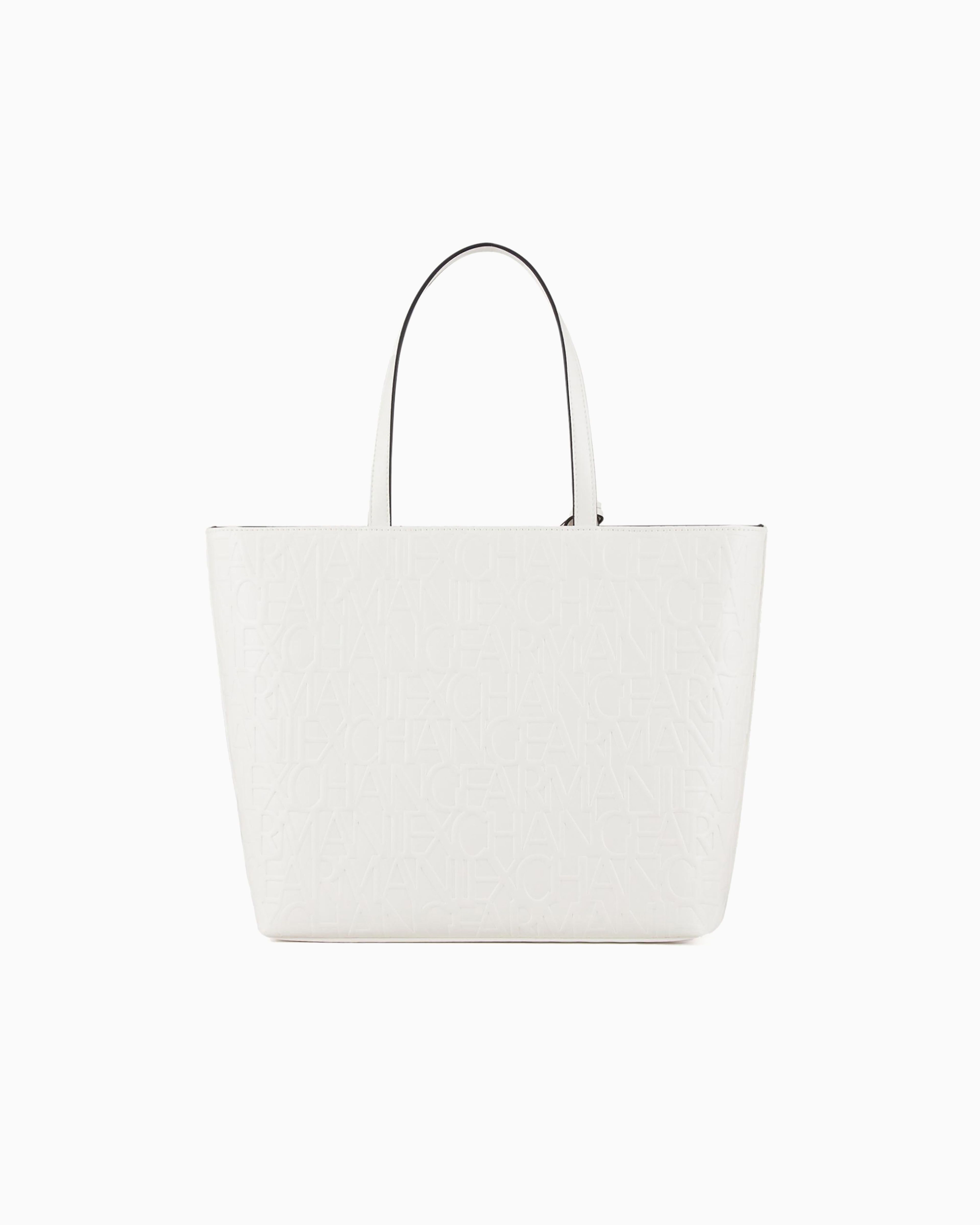 Shop Armani Exchange Shopper With All-over Embossed Logo In White