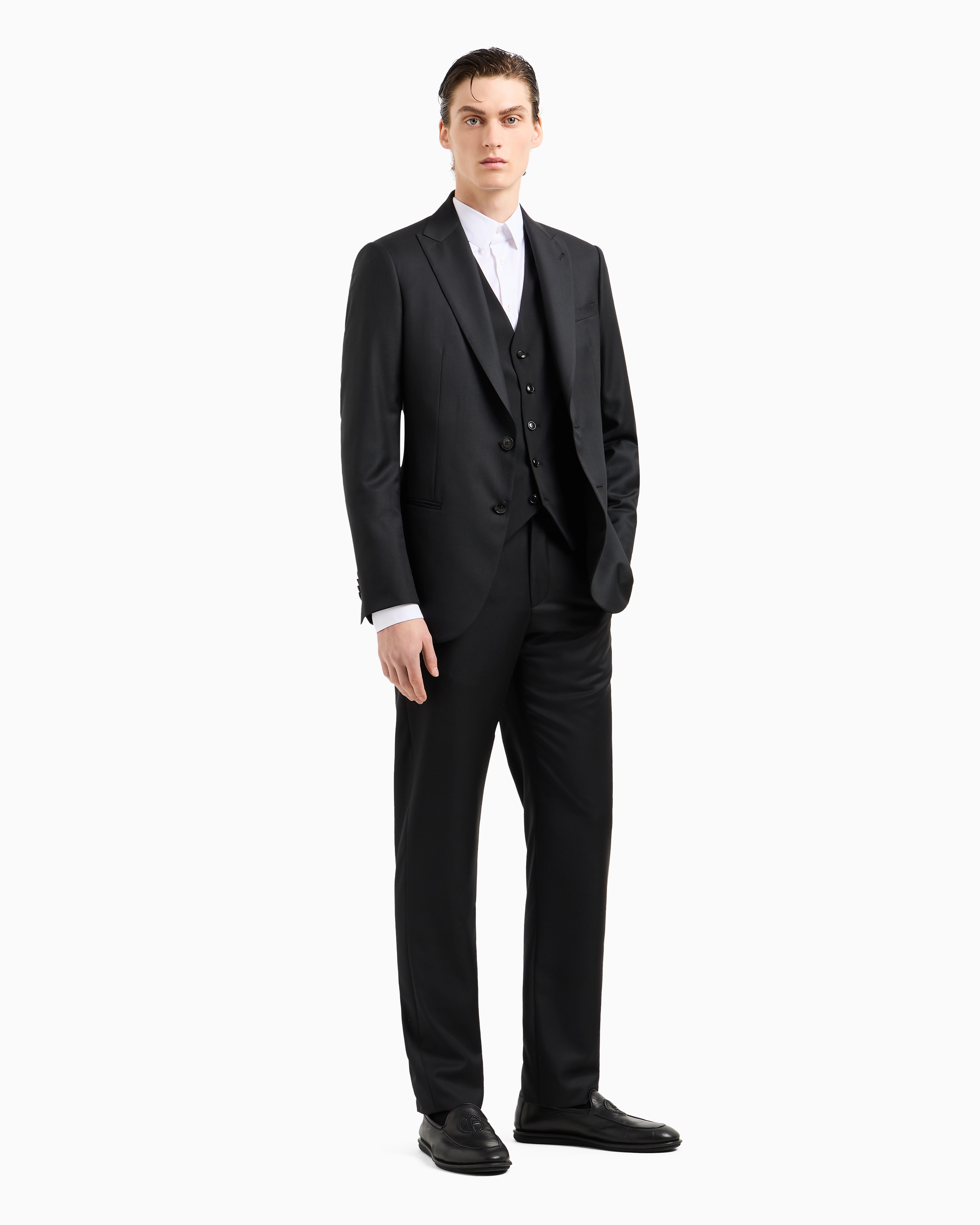 GIORGIO ARMANI SINGLE-BREASTED WAISTCOAT IN VIRGIN WOOL