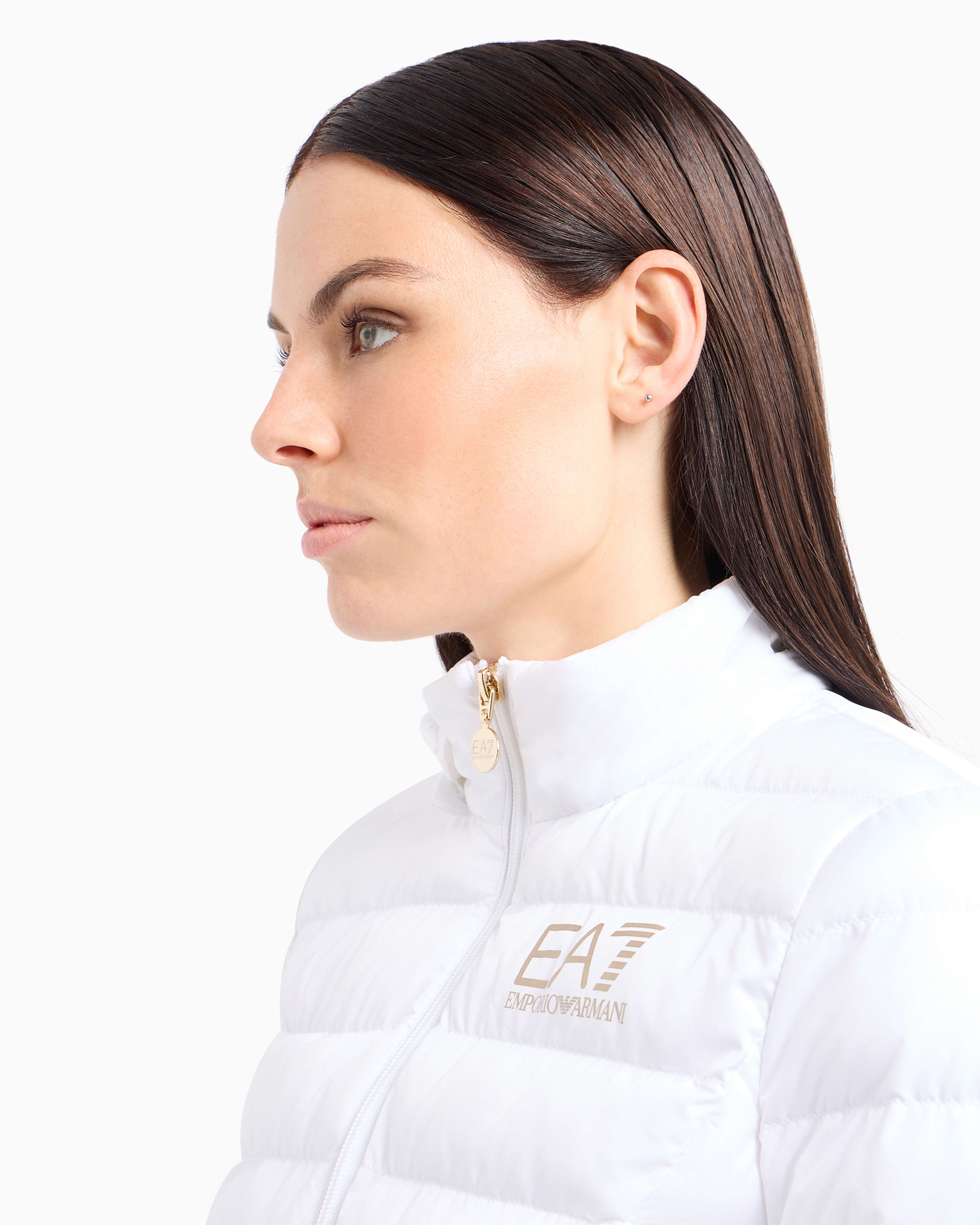 Emporio Armani Core Lady Packable Hooded Puffer Jacket In White