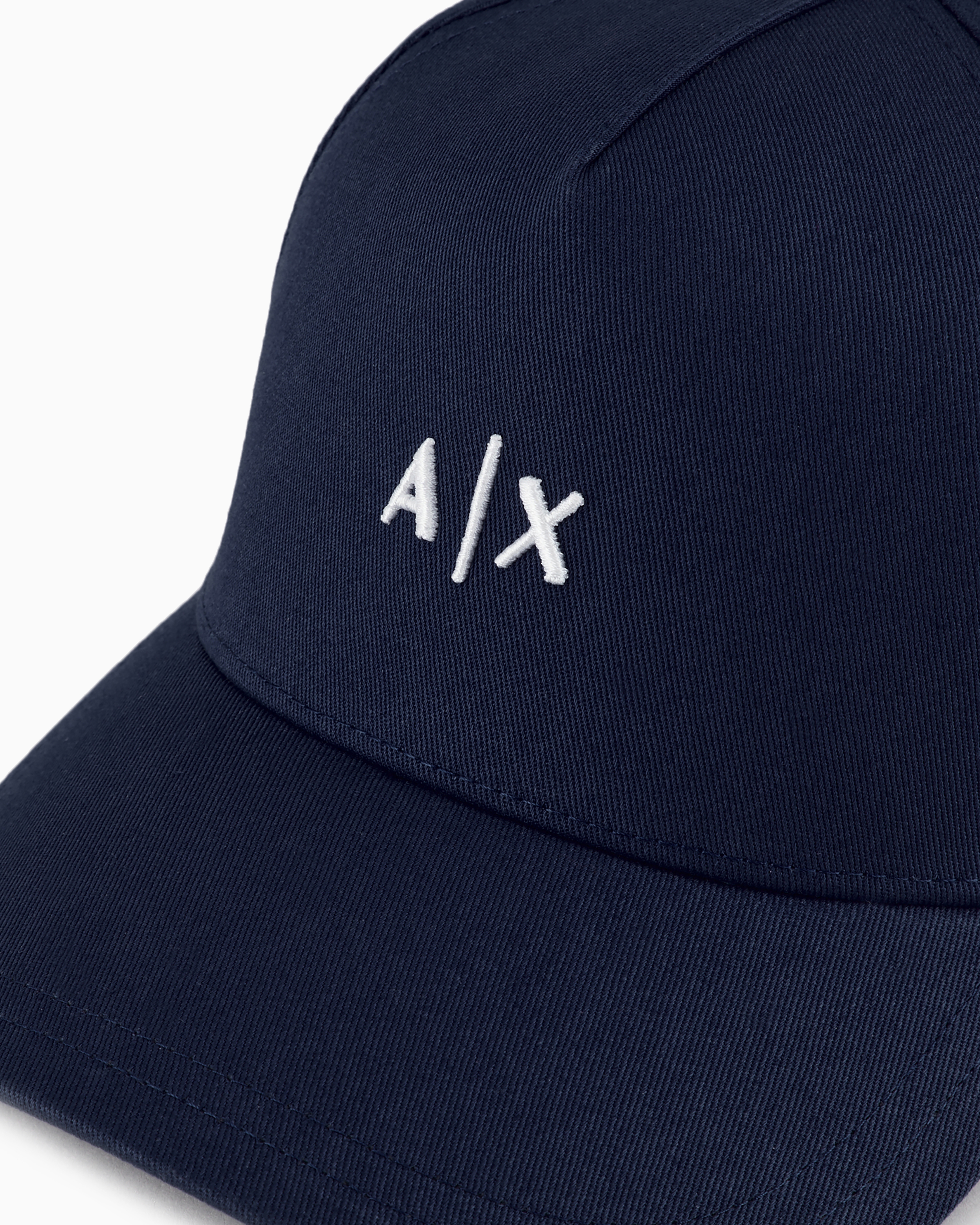 Shop Armani Exchange Visor Cap With Logo In Navy Blue