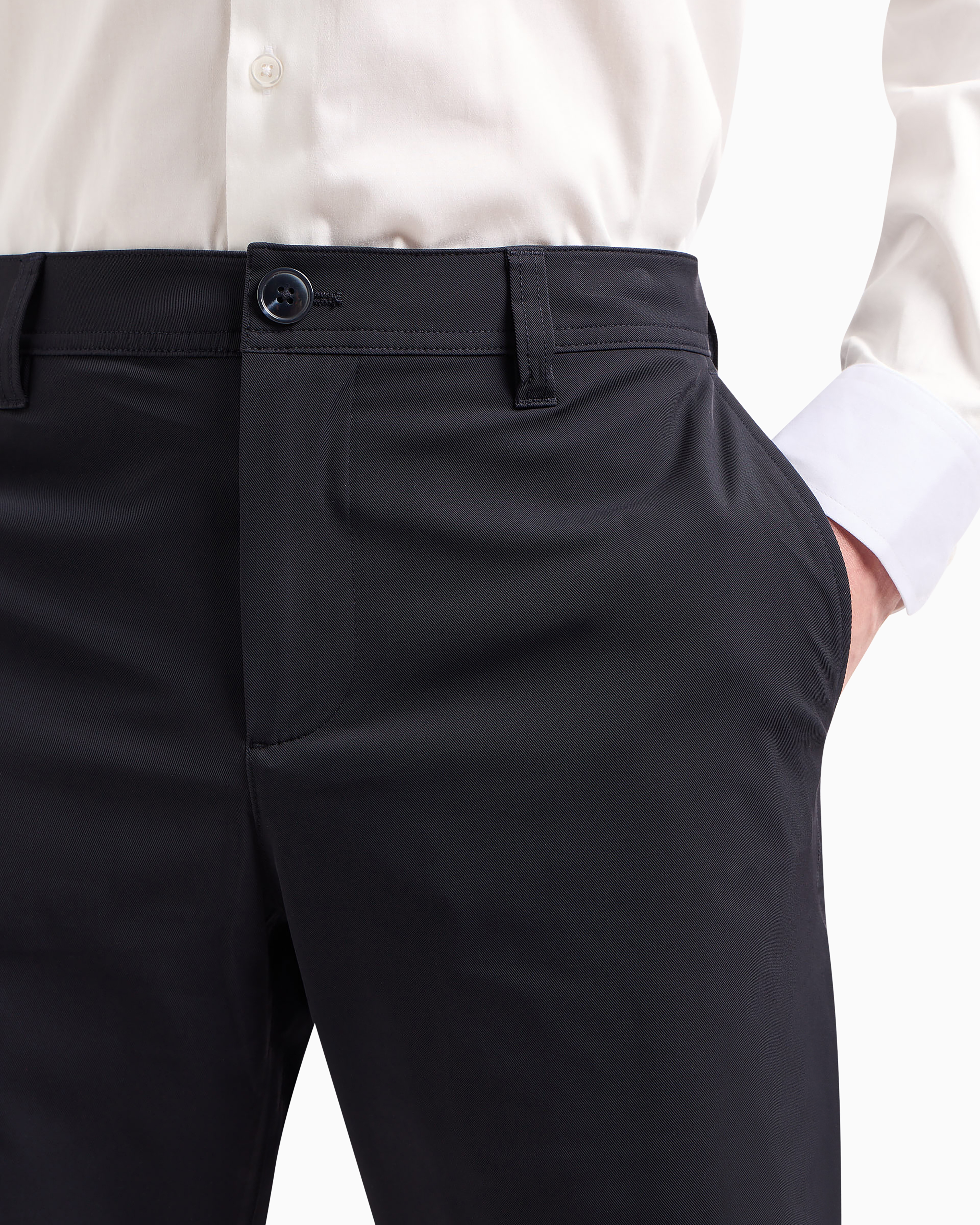 Armani Exchange Bermuda Shorts In Stretch Gabardine In Blue