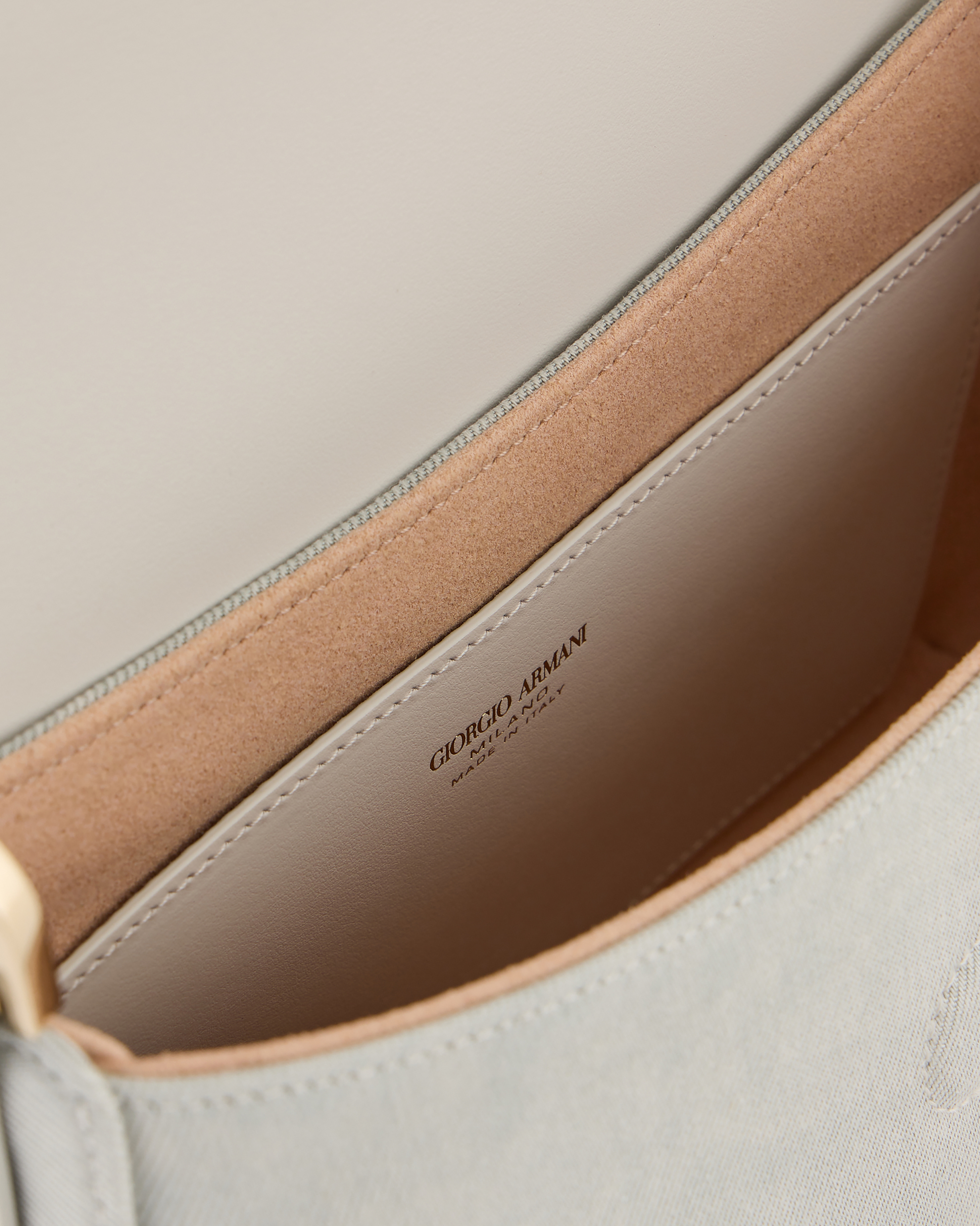 Giorgio Armani Official Store Denim Collection La Prima Soft Small Denim Baguette Bag In Denim