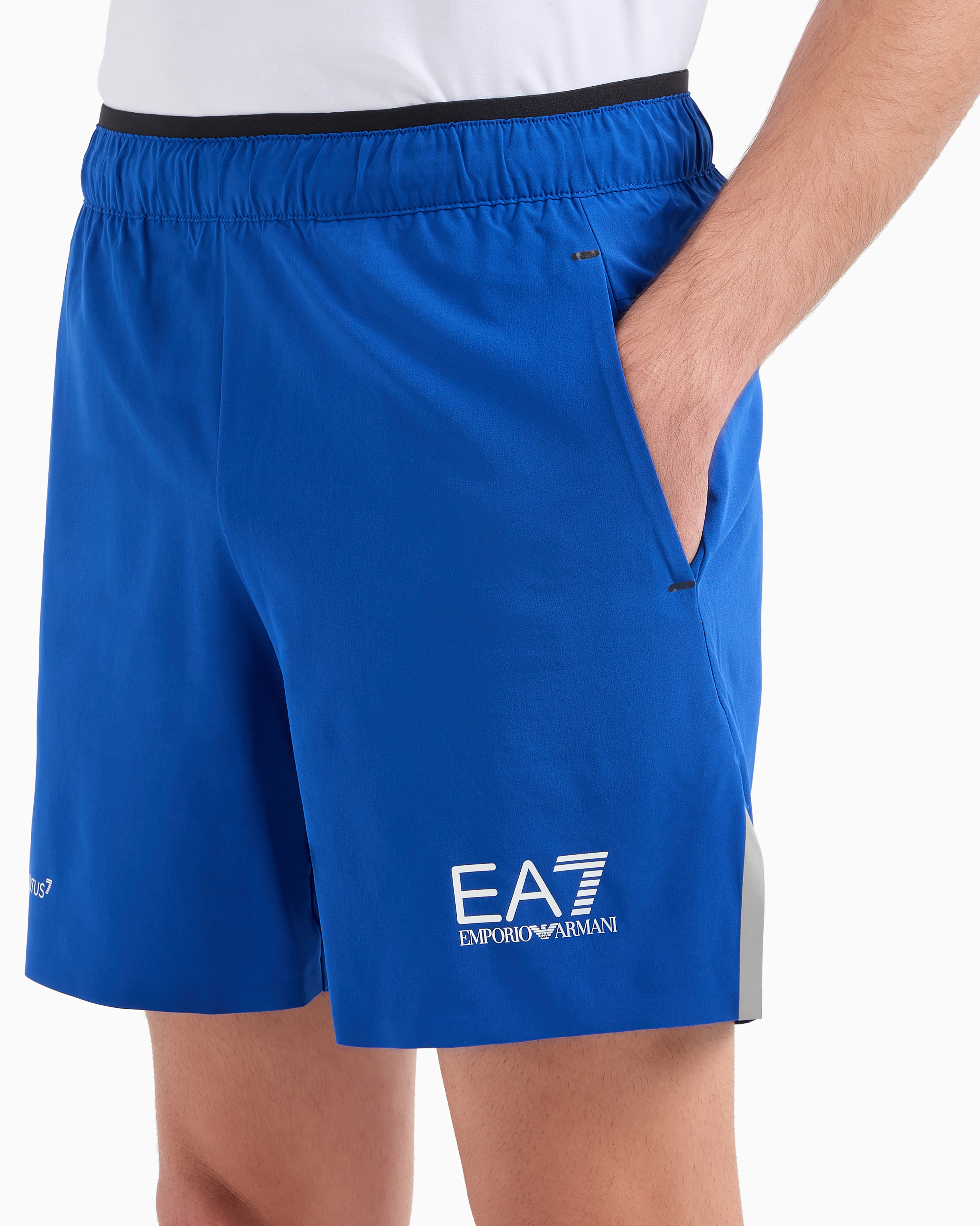 Ea7 Official Store Tennis Pro Board Shorts In Ventus7 Technical Fabric In China Blue