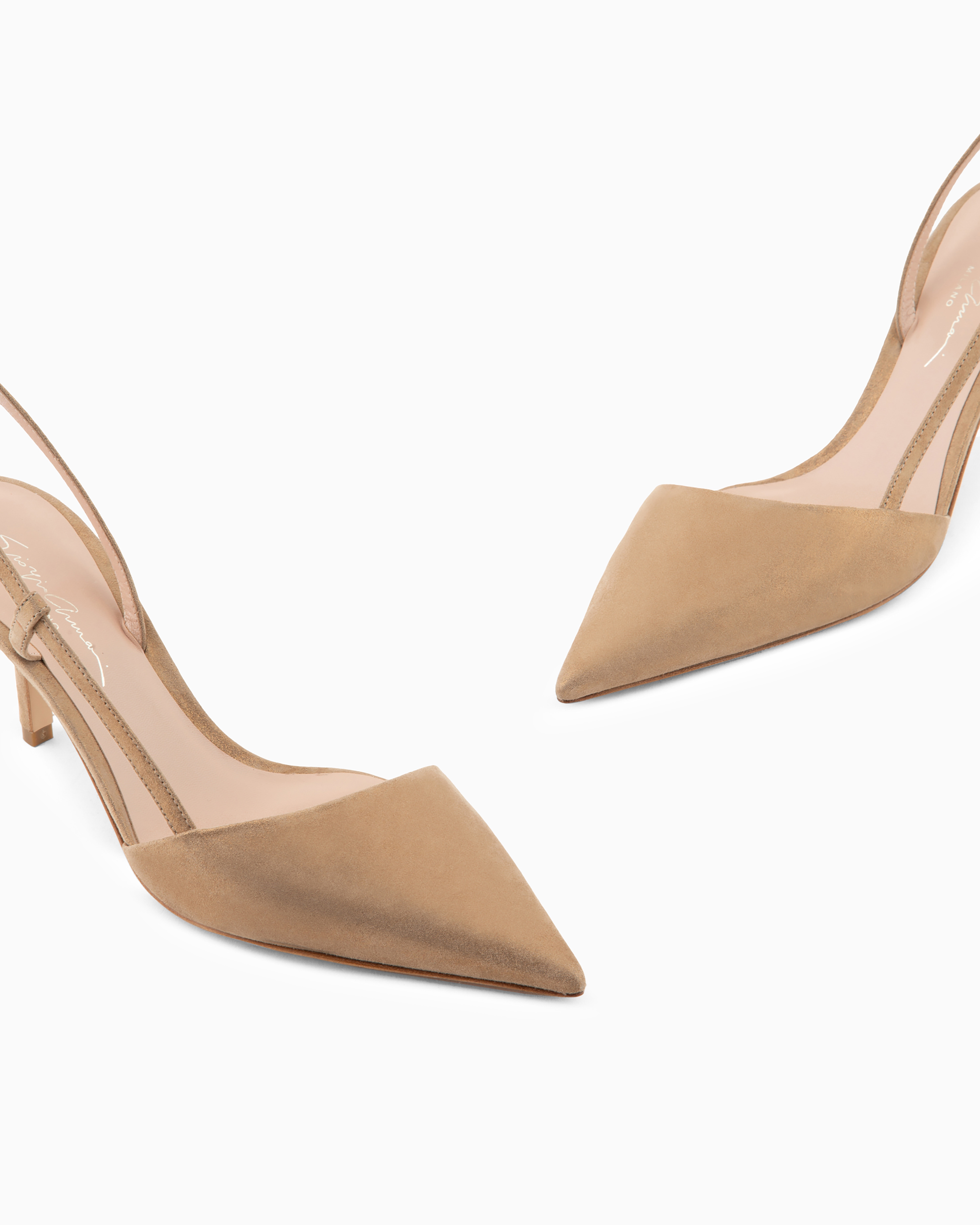 Shop Giorgio Armani Laminated Suede Slingbacks In Gold