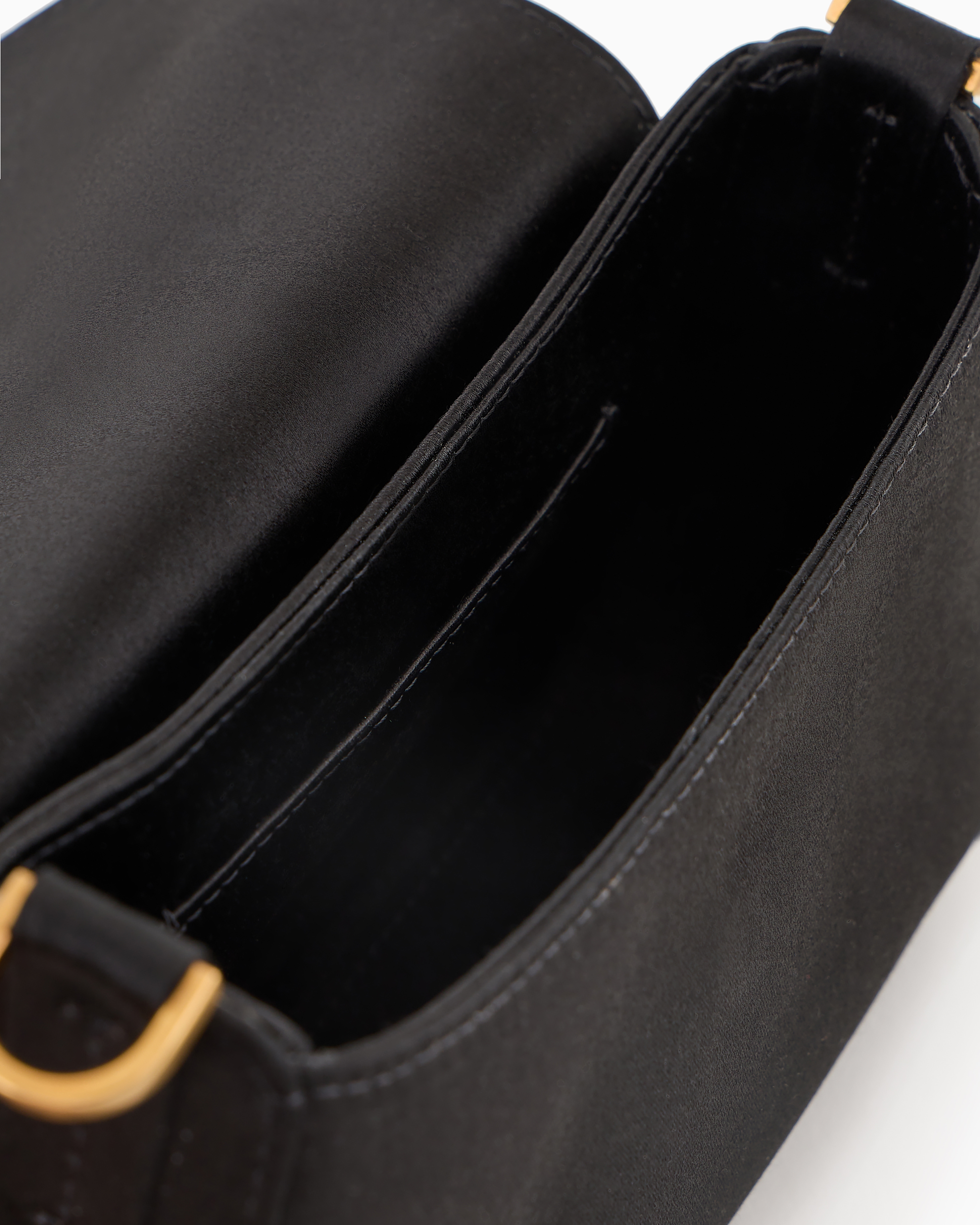 Giorgio Armani Official Store Mini Satin La Prima Baguette Bag In Black