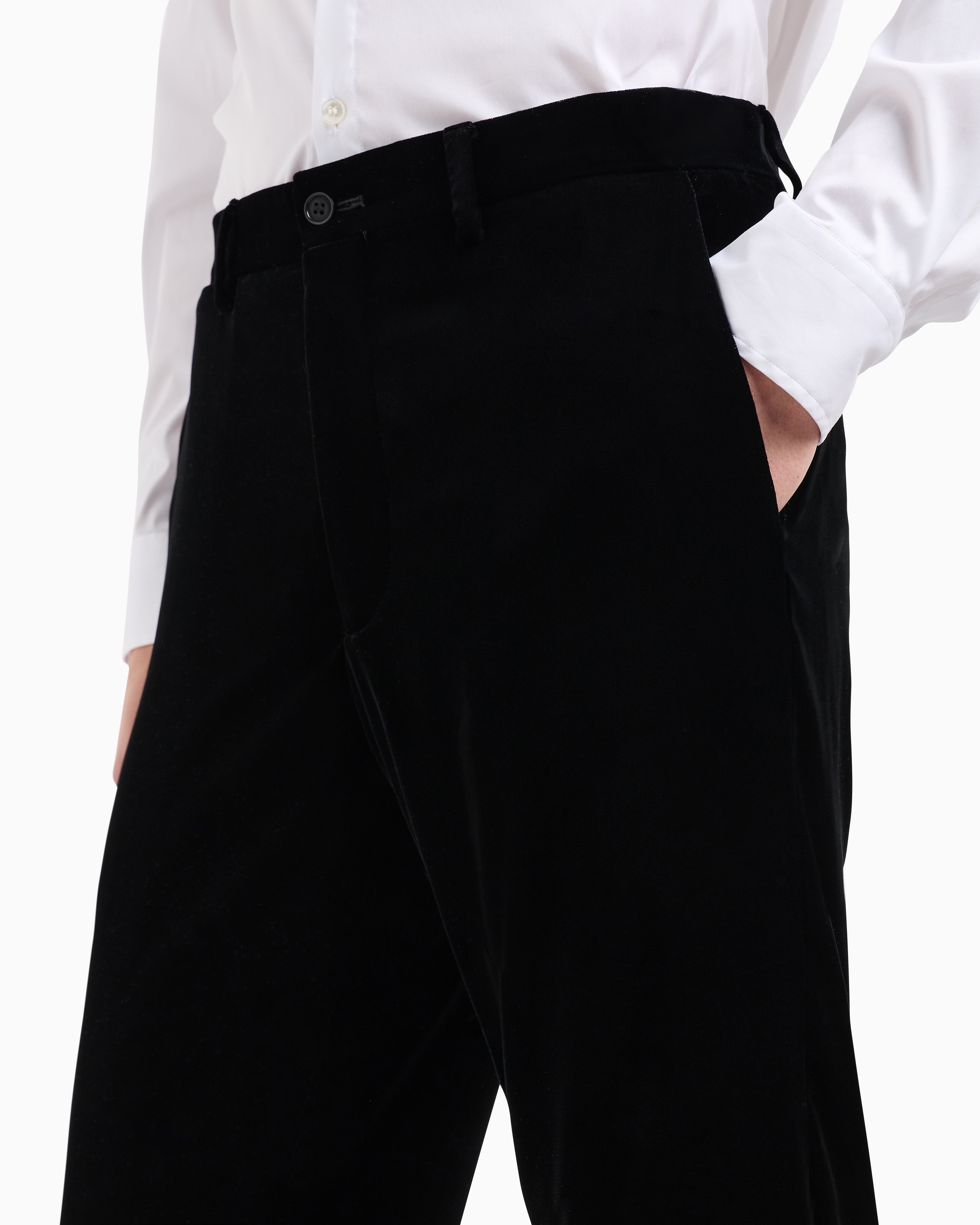 Giorgio Armani Official Store Velvet Trousers In Black