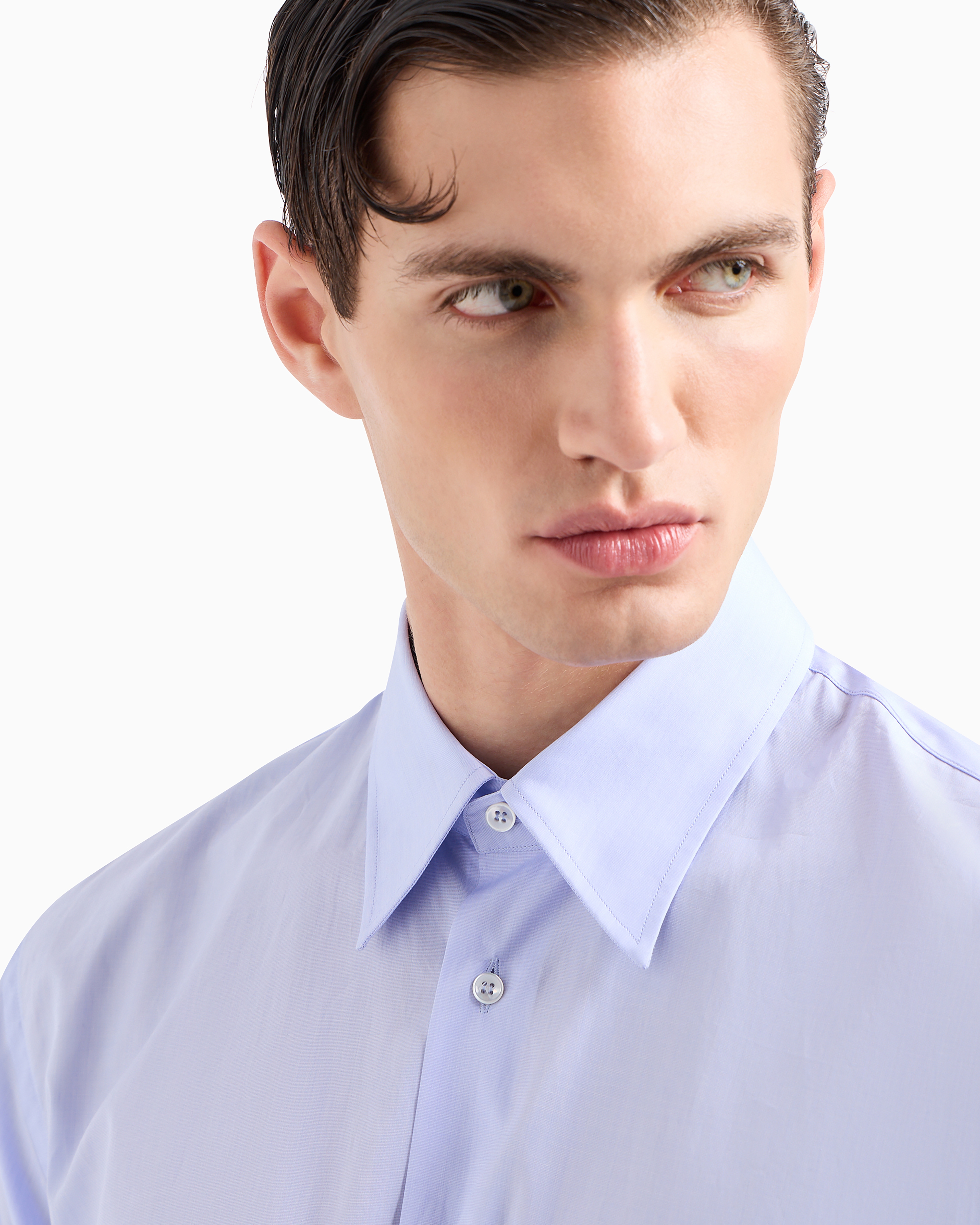 Giorgio Armani Official Store Regular-fit Cotton Shirt In Lilla