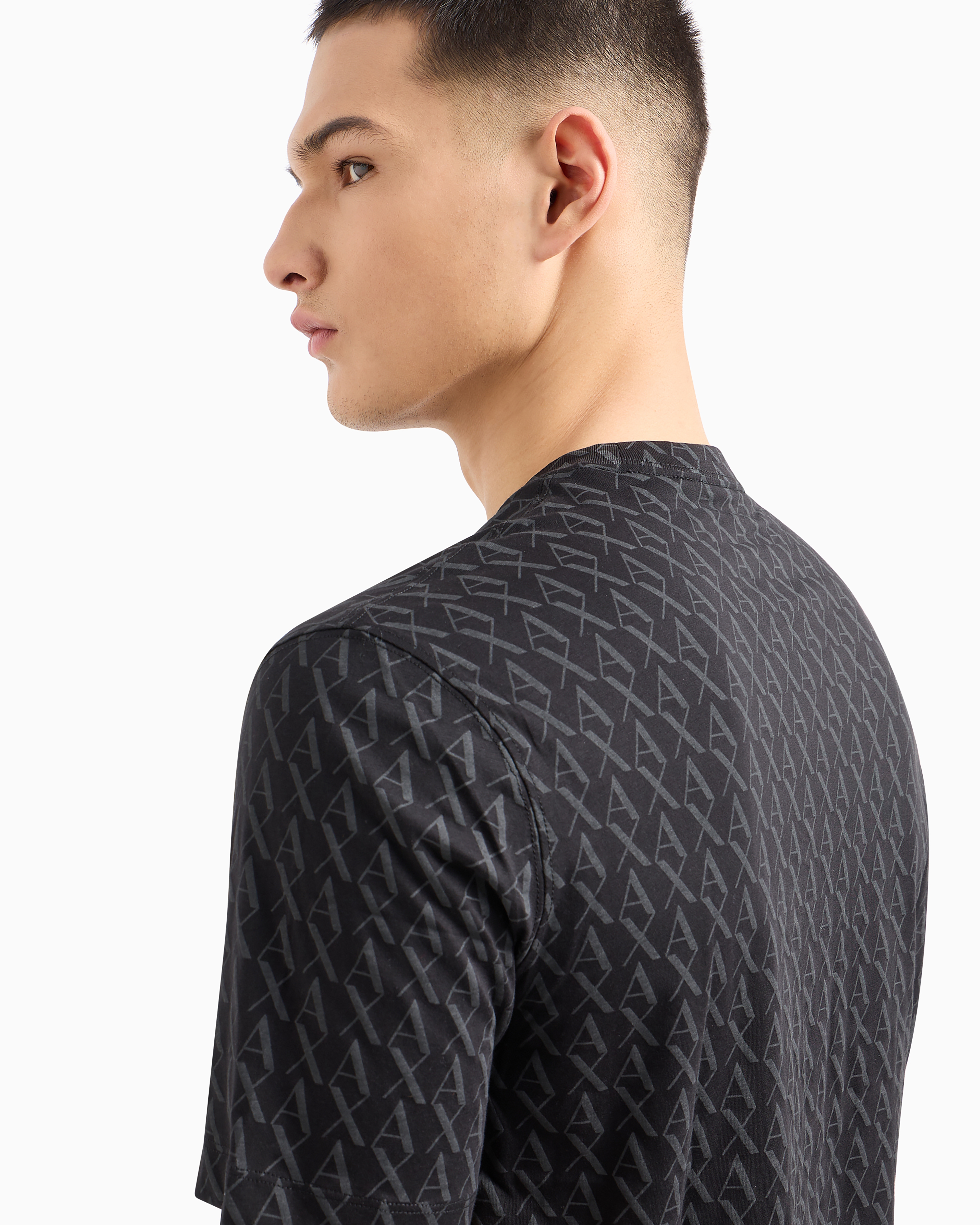 Armani Exchange Long Sleeve T-shirt With Logo Prints In Black