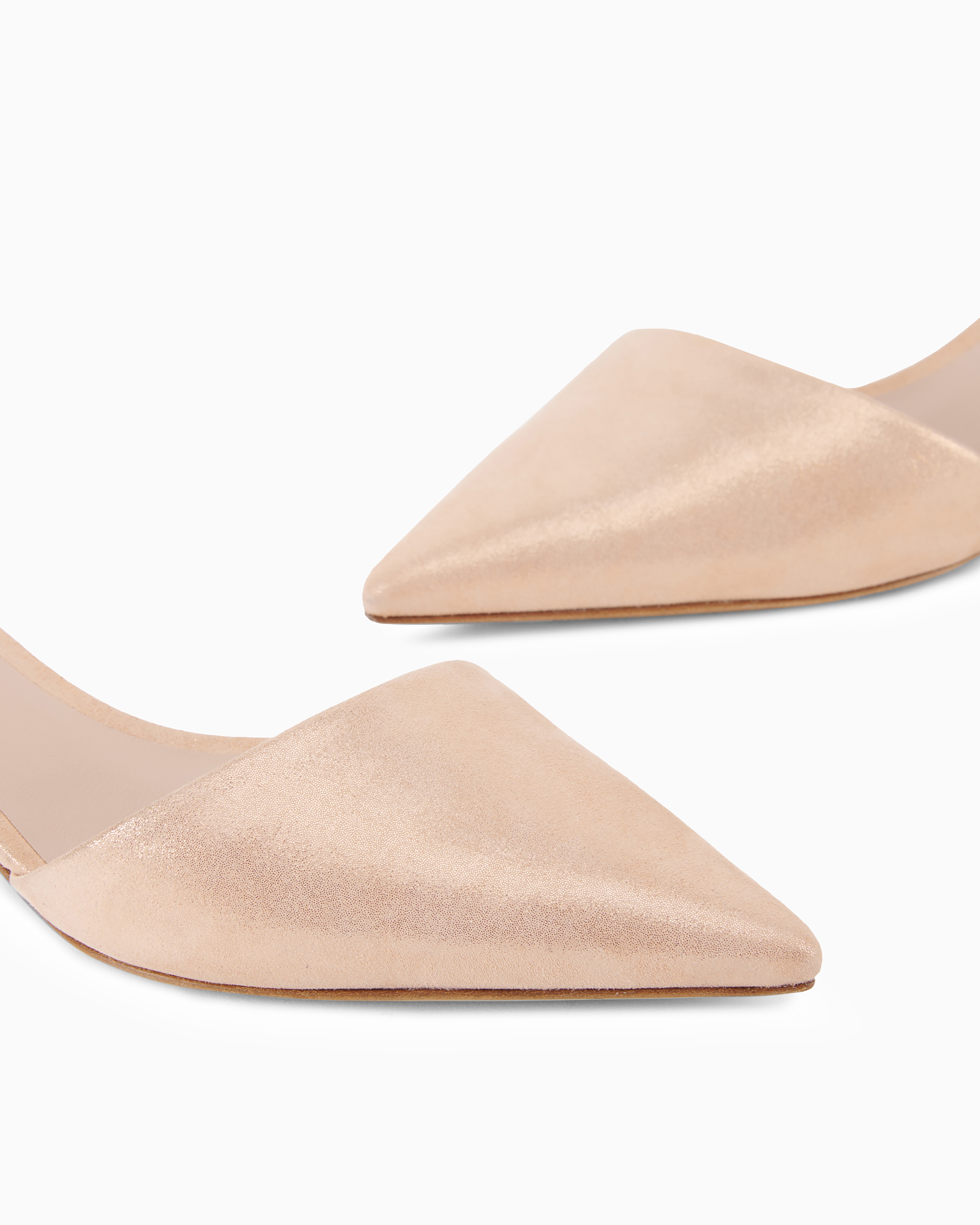 Shop Giorgio Armani Laminated Suede D'orsay Court Shoes In Powder Pink