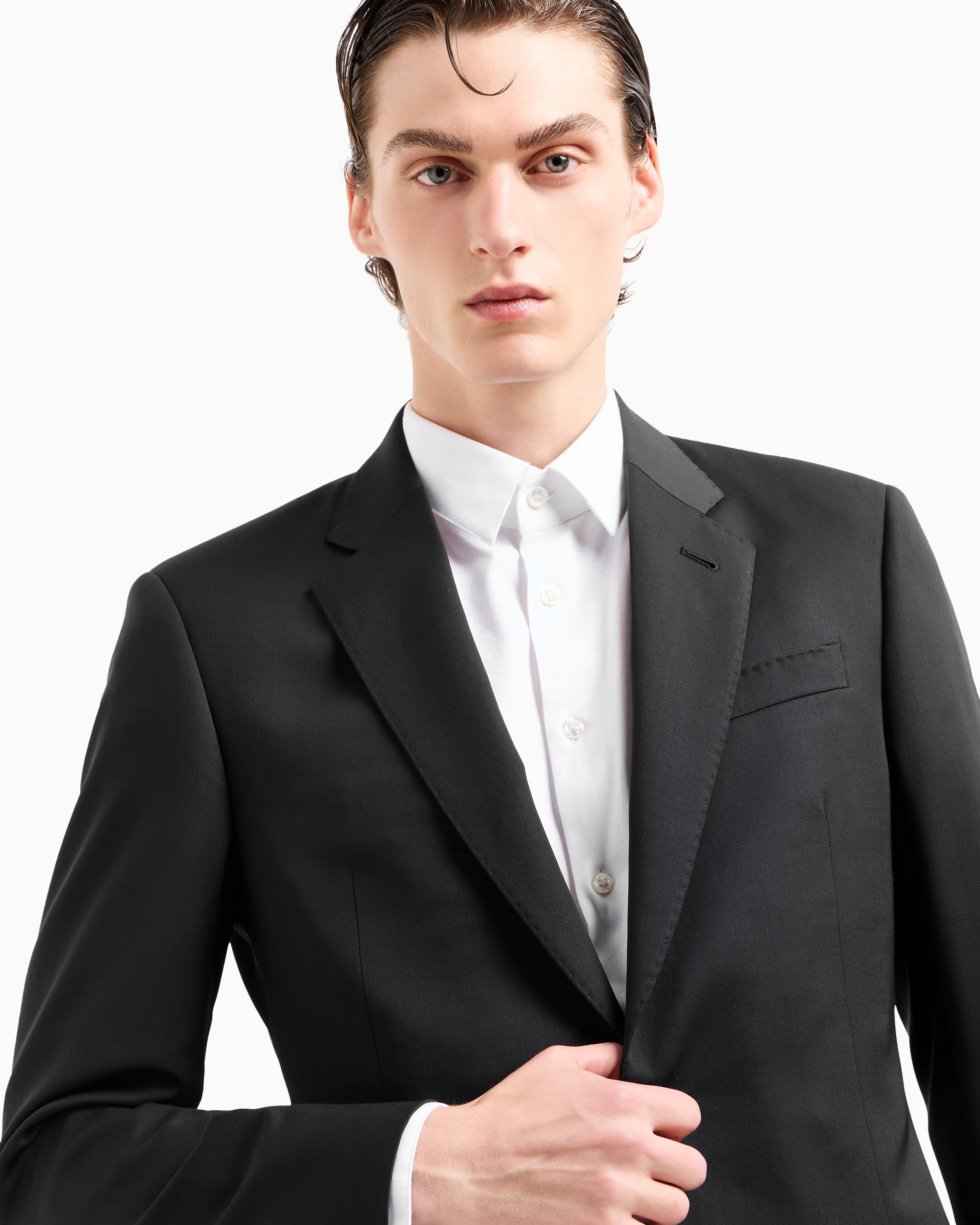 GIORGIO ARMANI SINGLE-BREASTED, WATER-REPELLENT WOOL SUIT FROM THE SOFT LINE