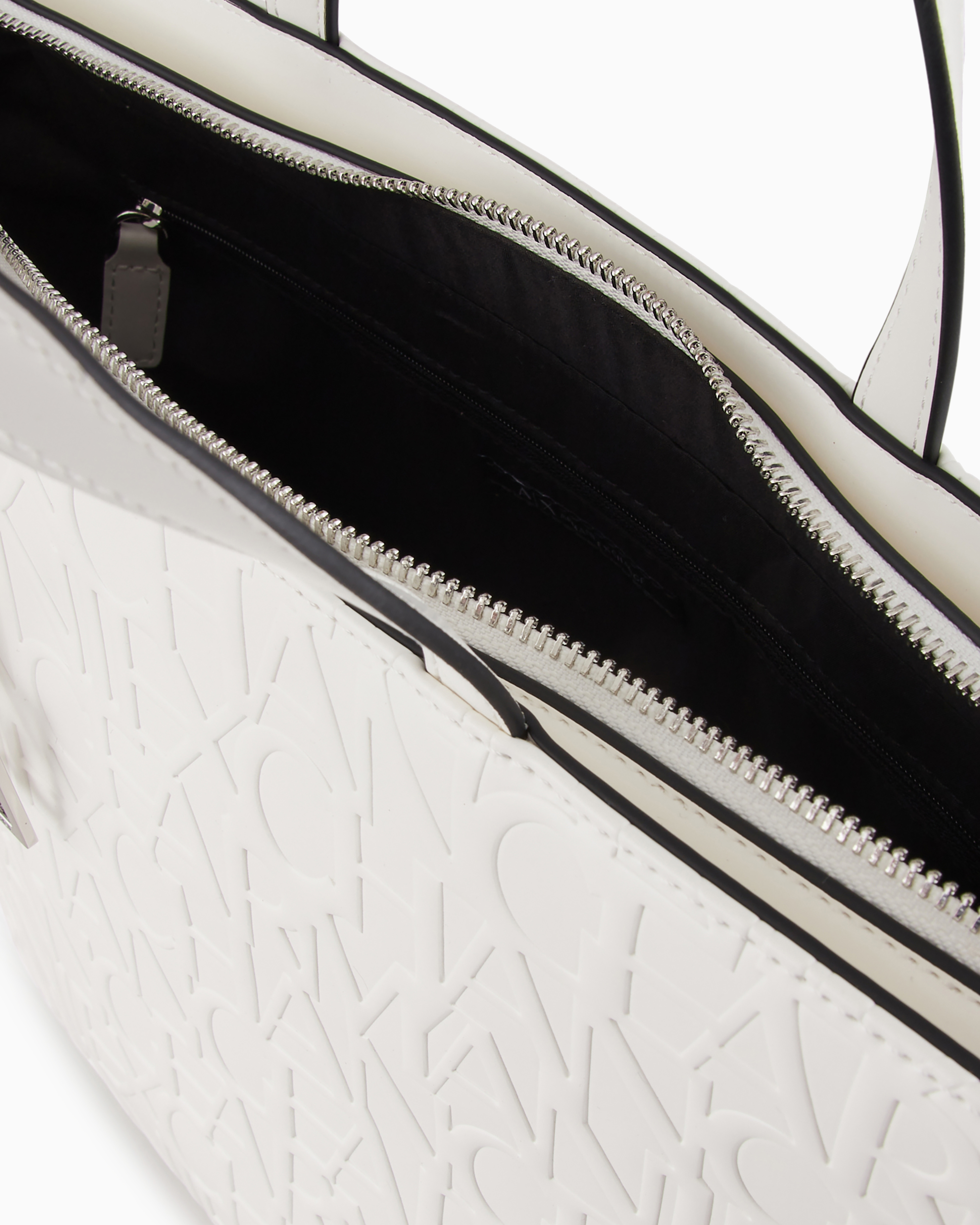 Shop Armani Exchange Shopper With All-over Embossed Logo In White