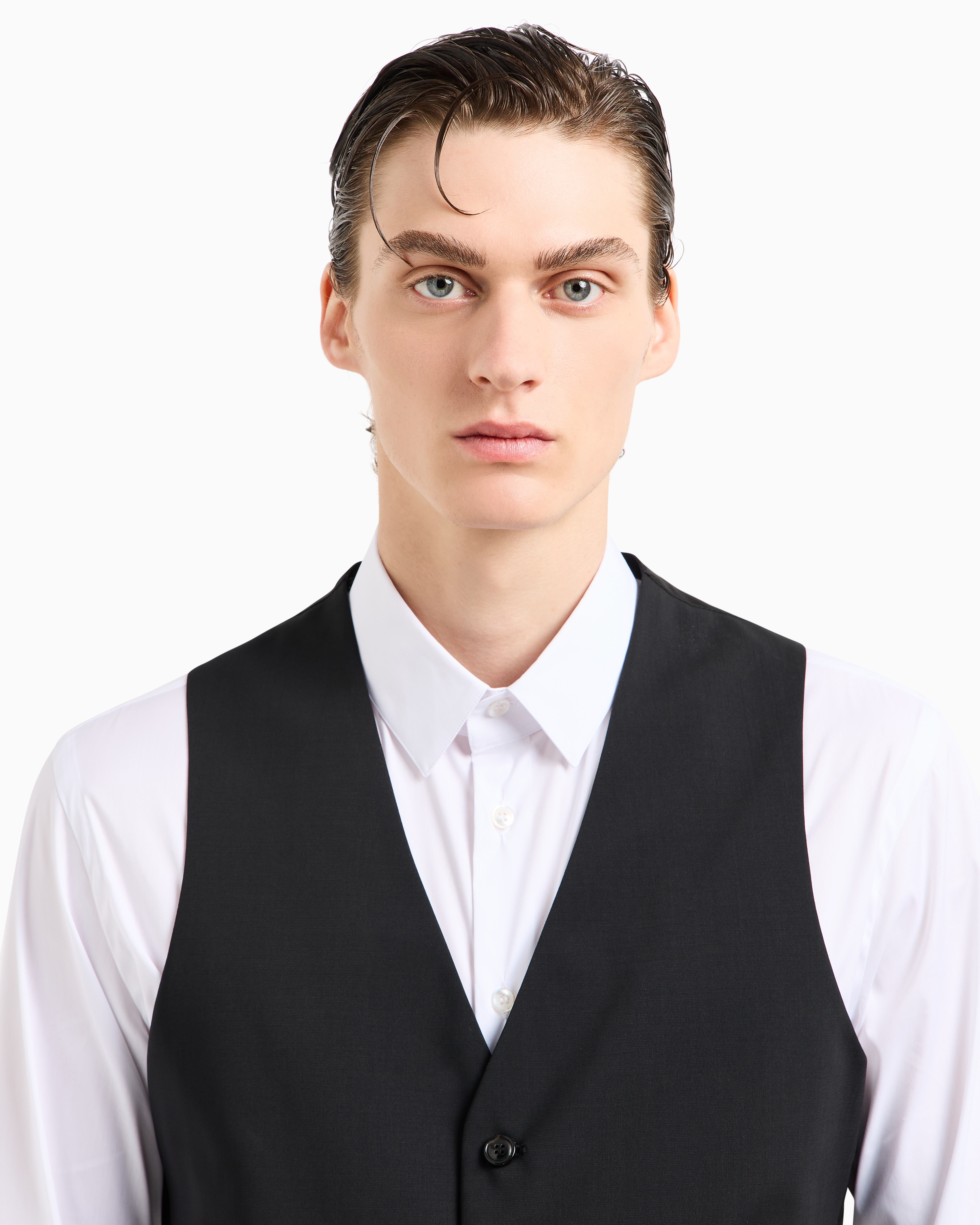GIORGIO ARMANI SINGLE-BREASTED WAISTCOAT IN VIRGIN WOOL