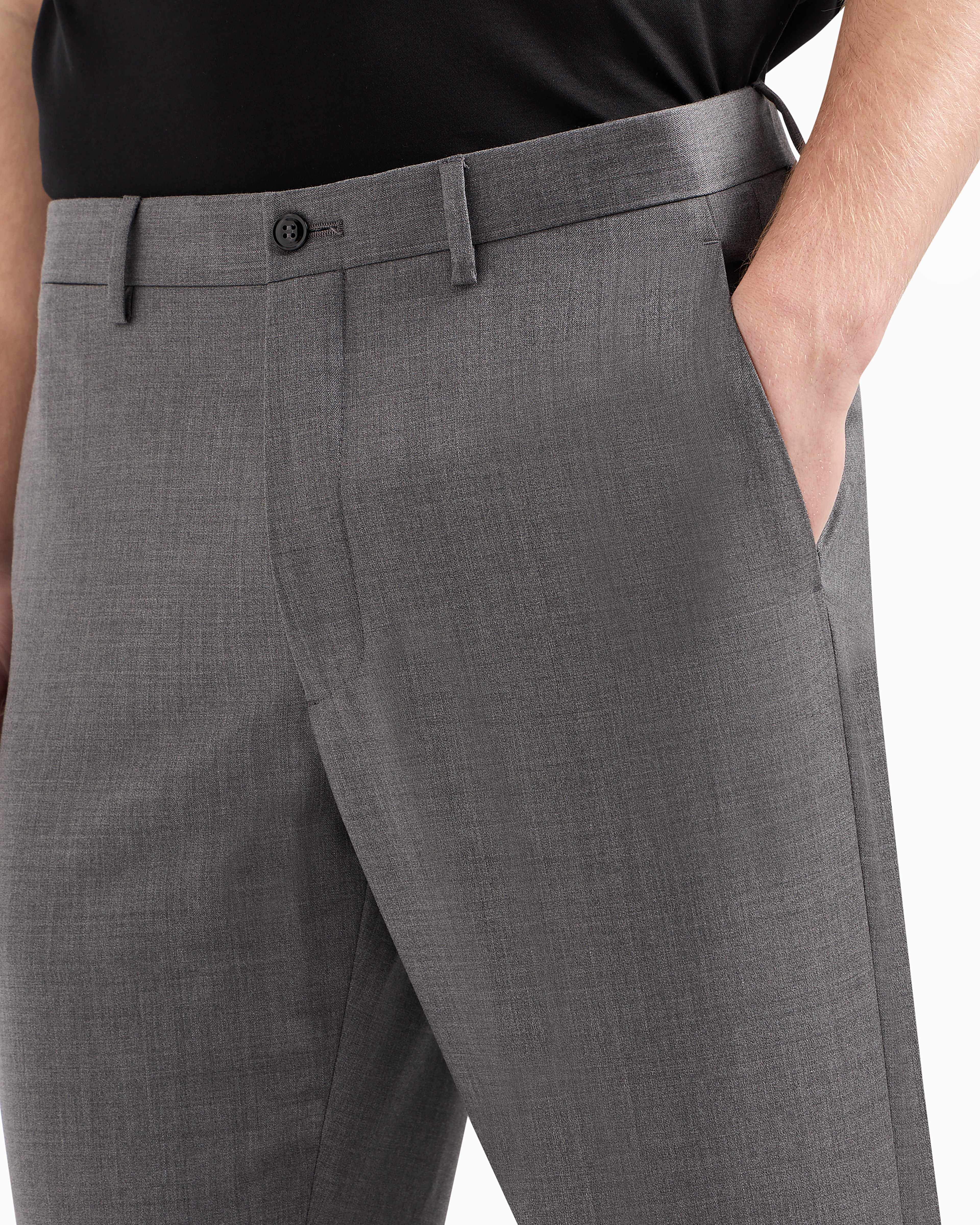 Giorgio Armani Official Store Flat-front Trousers In Wool And Cashmere Gabardine In Gray
