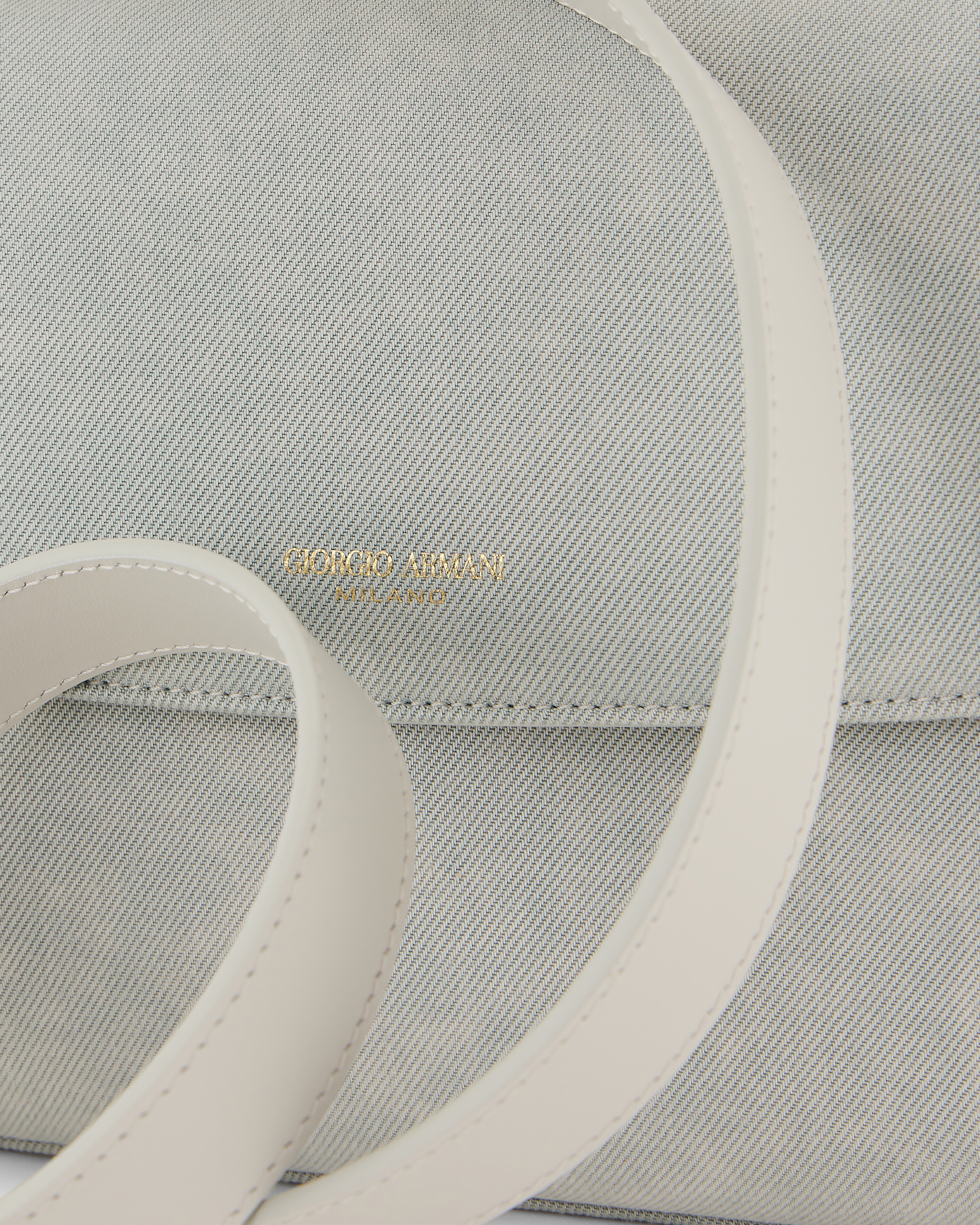 Giorgio Armani Official Store Denim Collection La Prima Soft Small Denim Baguette Bag In Denim