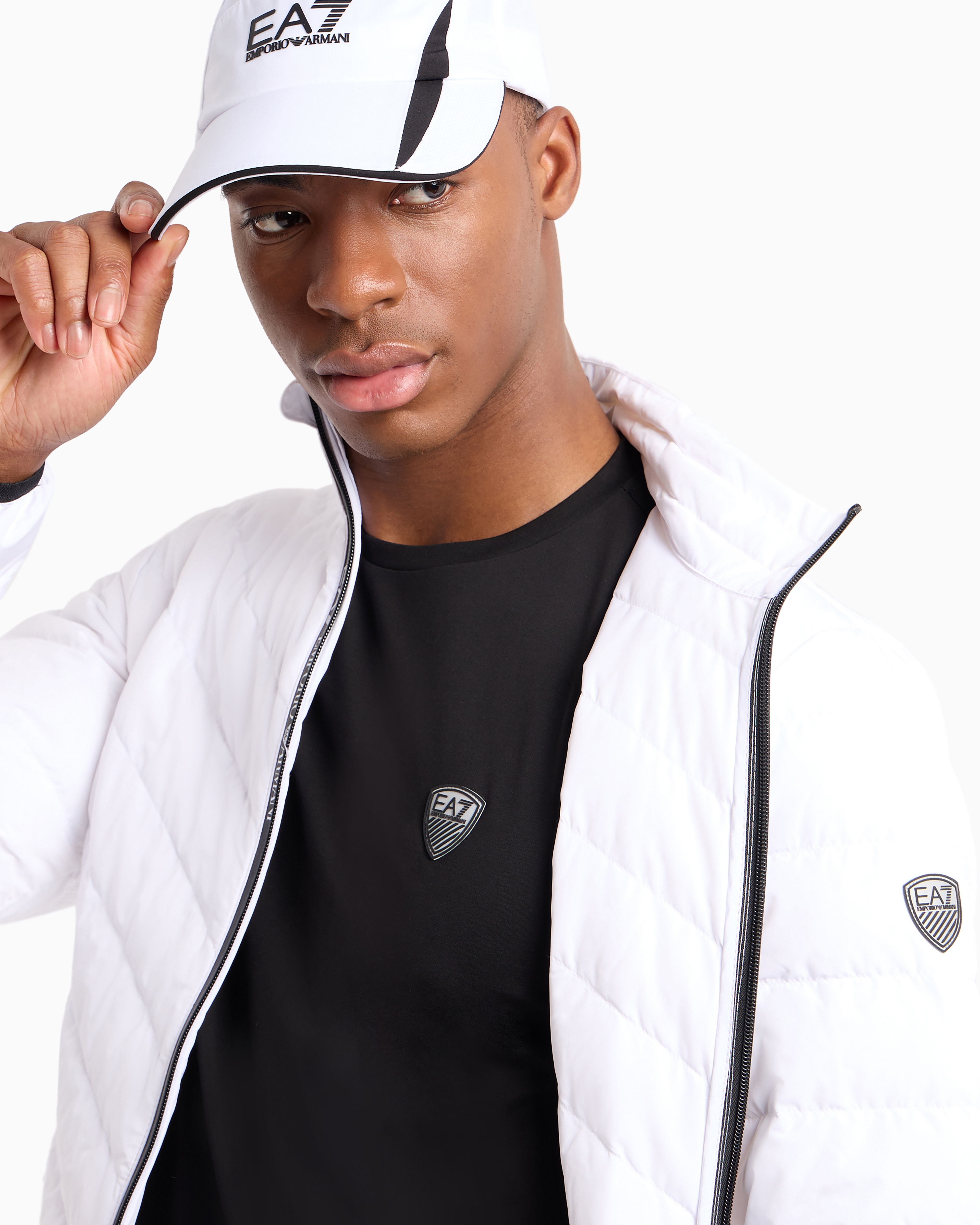 Shop Emporio Armani Tennis Pro Cotton Baseball Cap In White