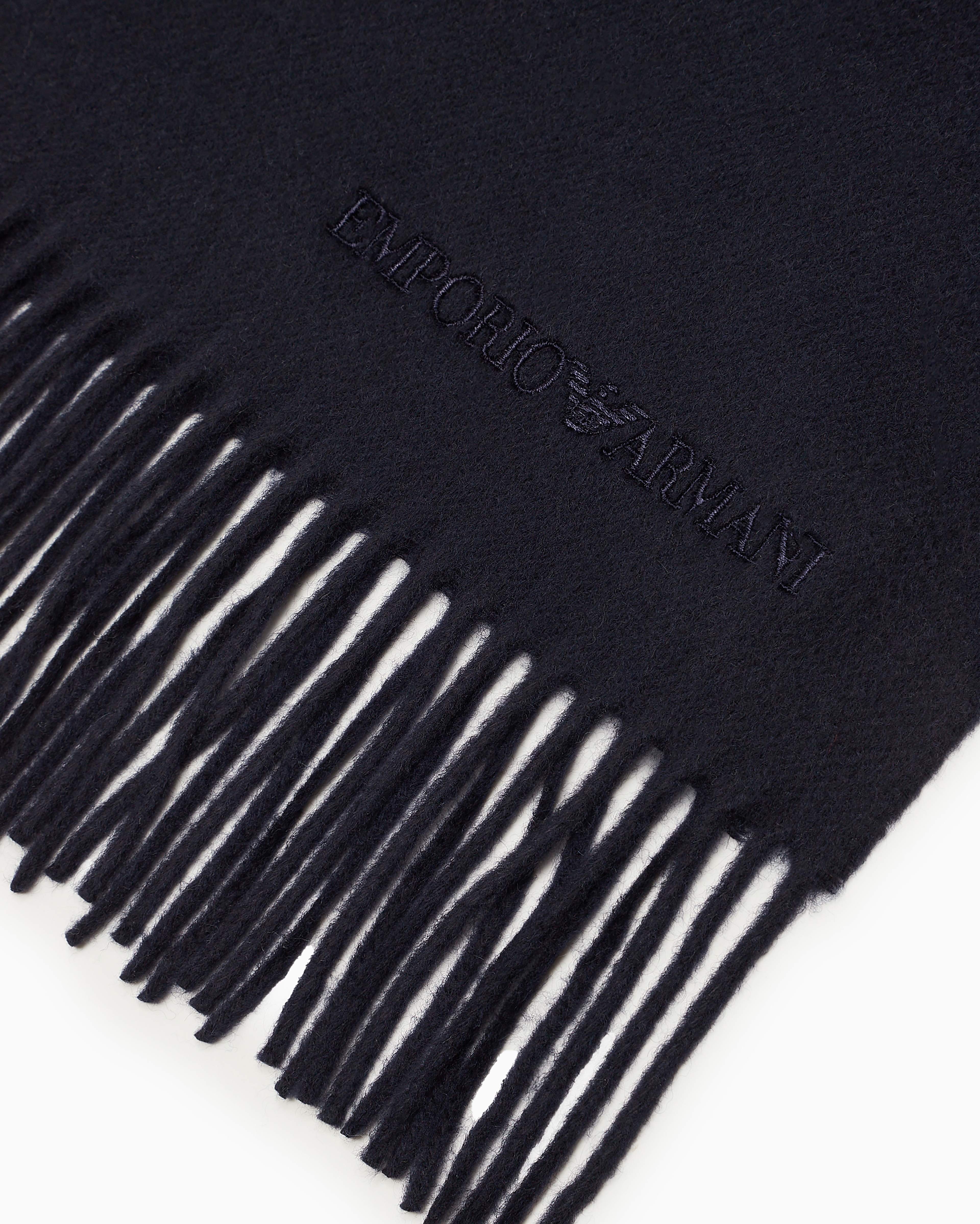 Emporio Armani Pure Cashmere Stole In Navy Blue