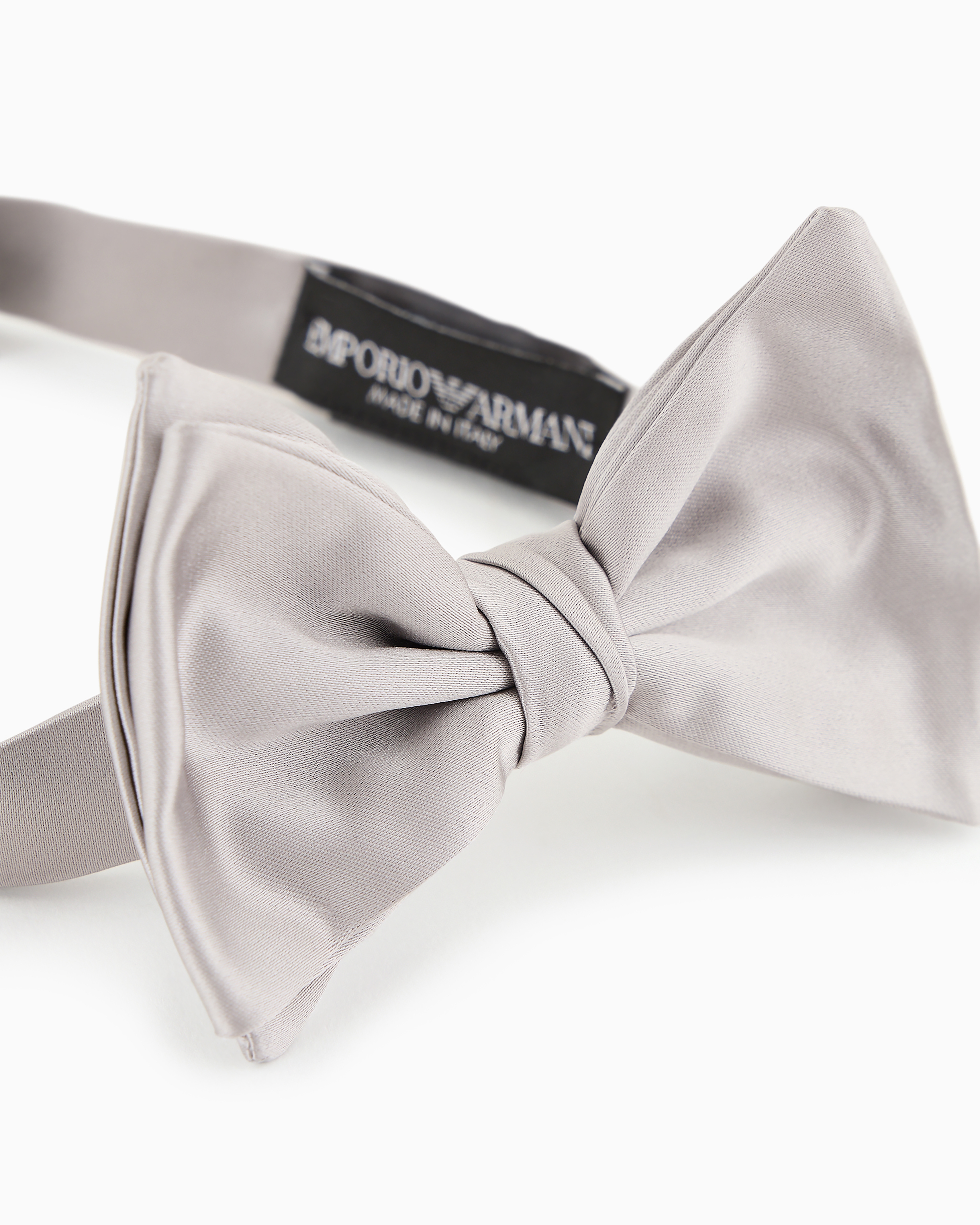 Emporio Armani Official Store Pure Silk Bow Tie With Jacquard Micro-motif In Silver