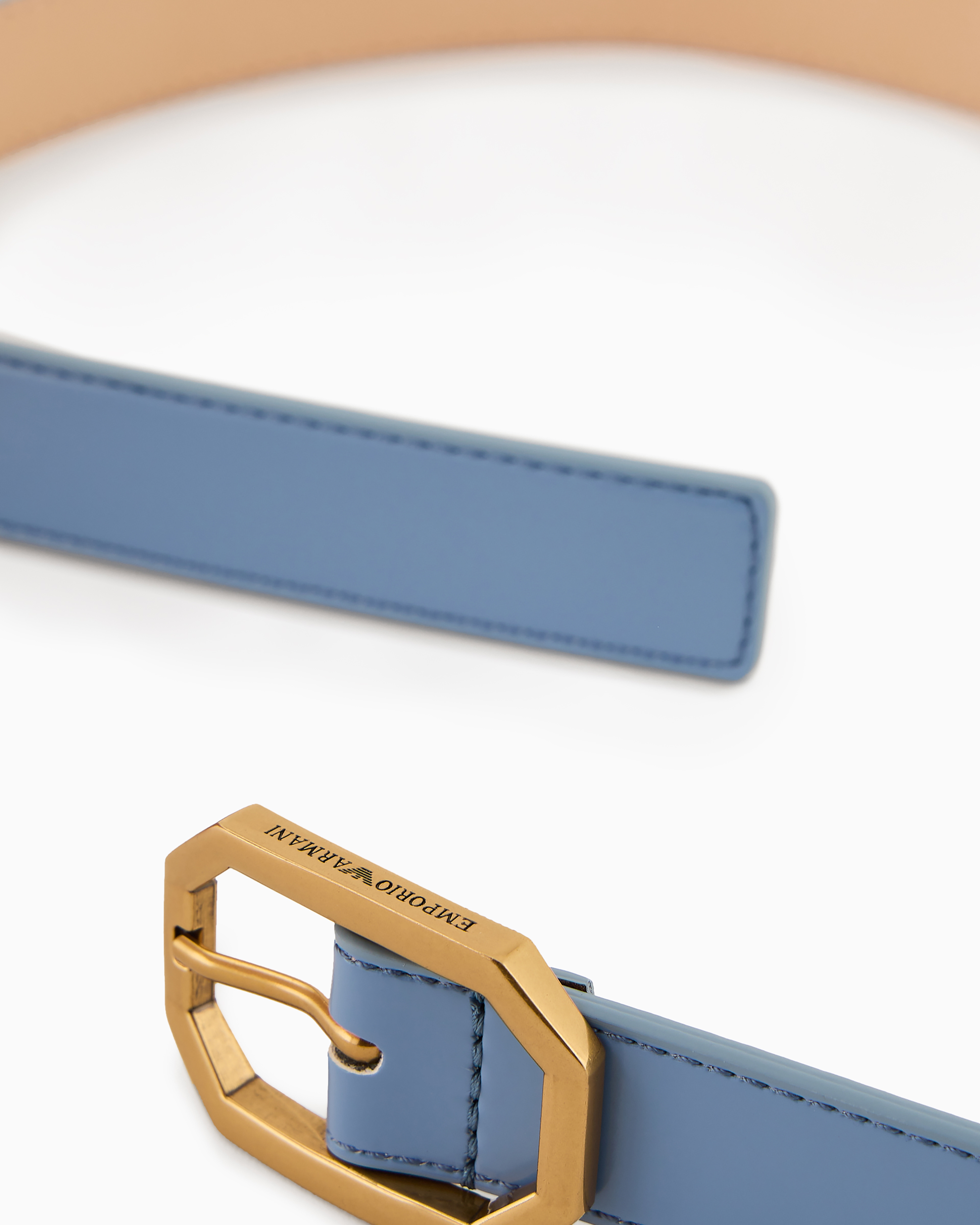 Shop Emporio Armani Brushed Finish Belt In Azure