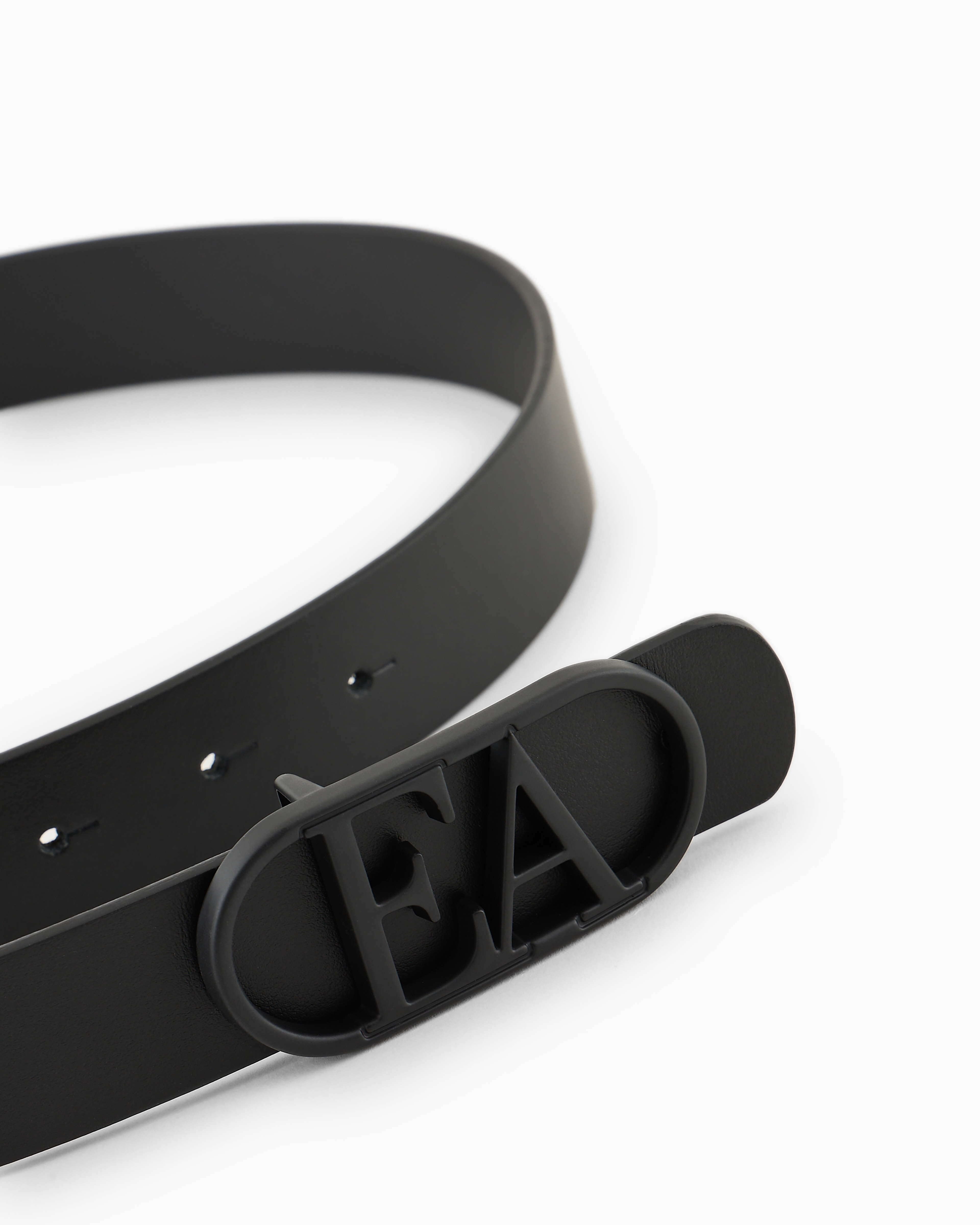 Emporio Armani Official Store Leather Belt With Ea Buckle In Black Logo