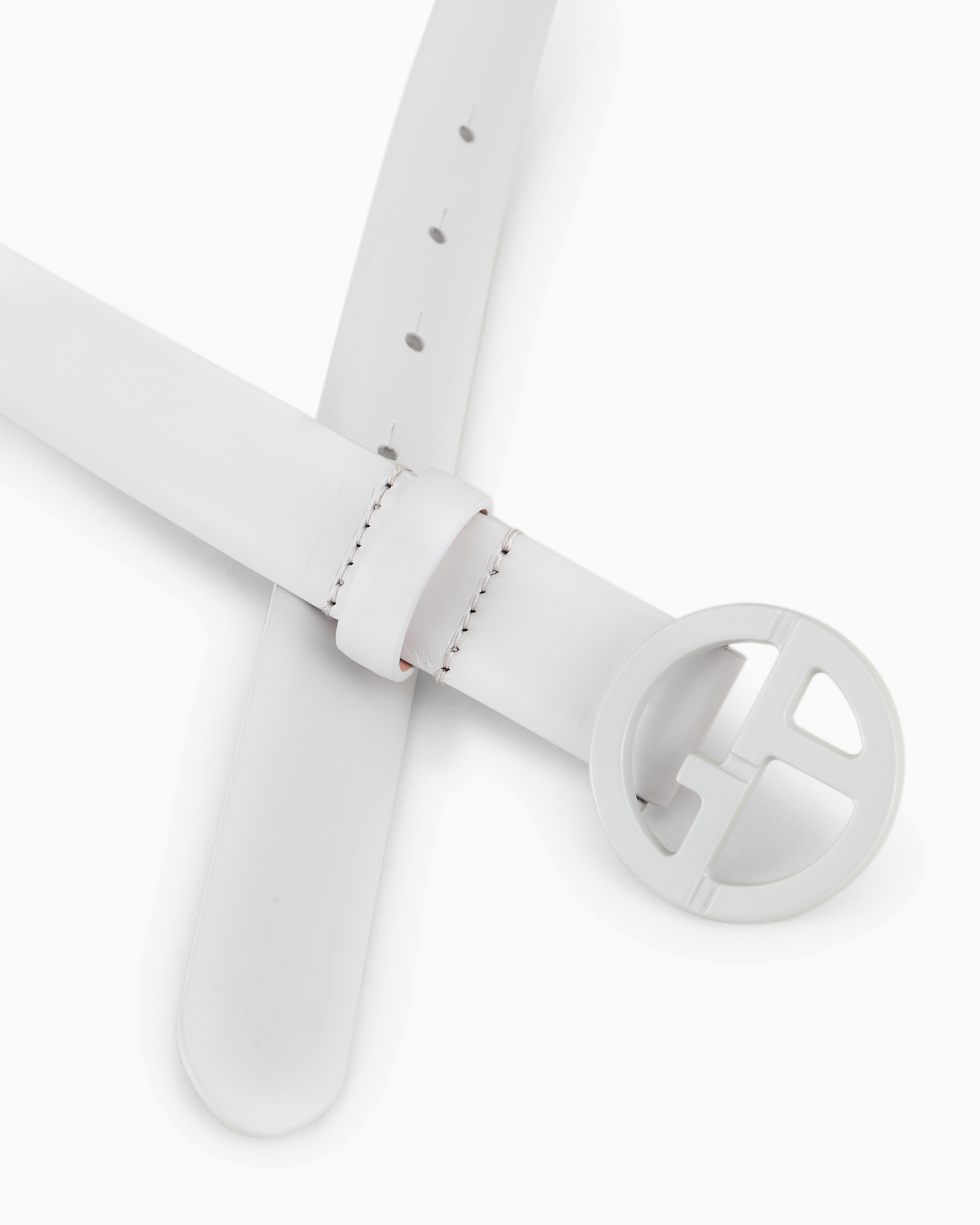 Giorgio Armani Official Store Leather Belt In Light Gray