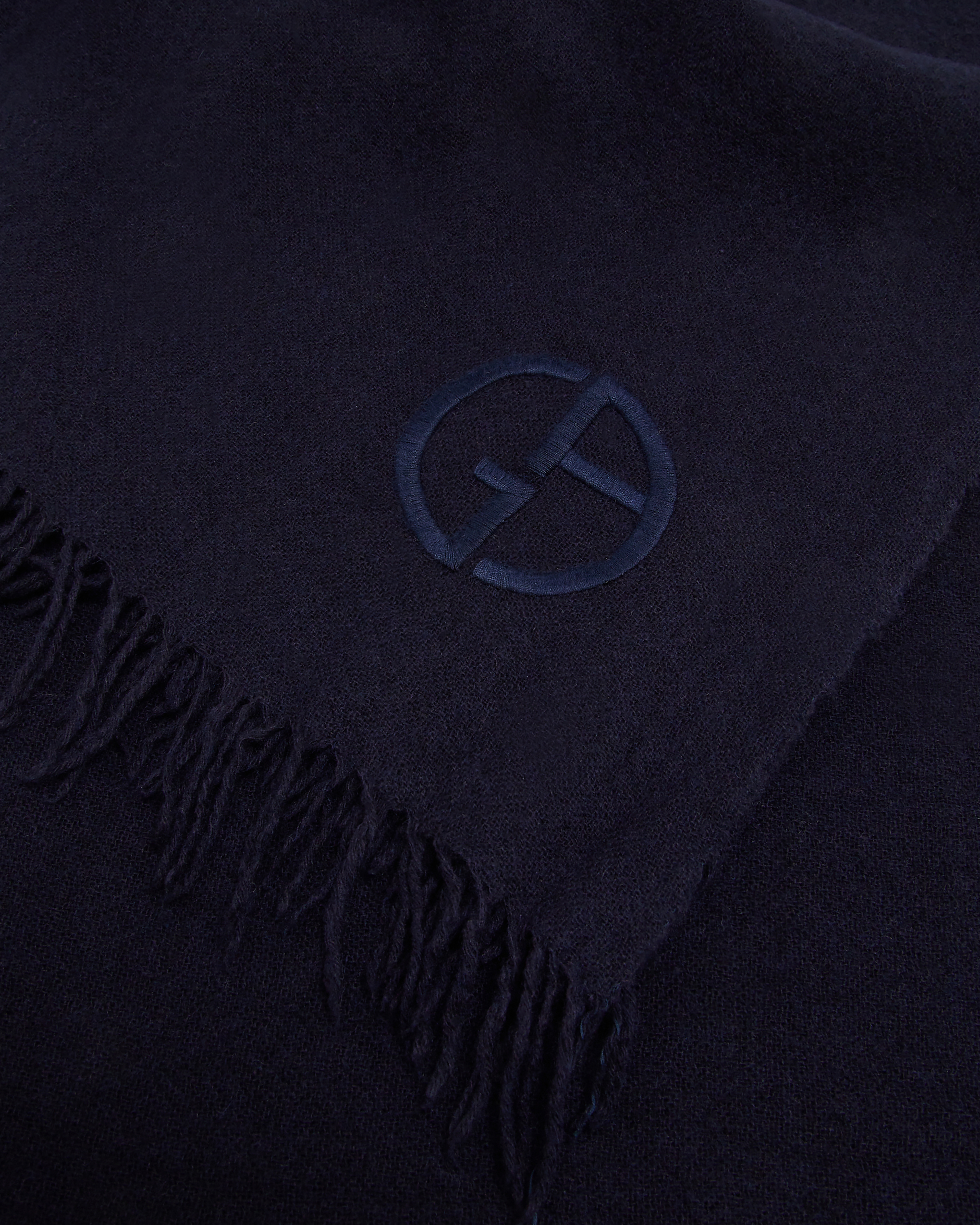 Giorgio Armani Wool, Silk And Cashmere Foulard In Navy Blue